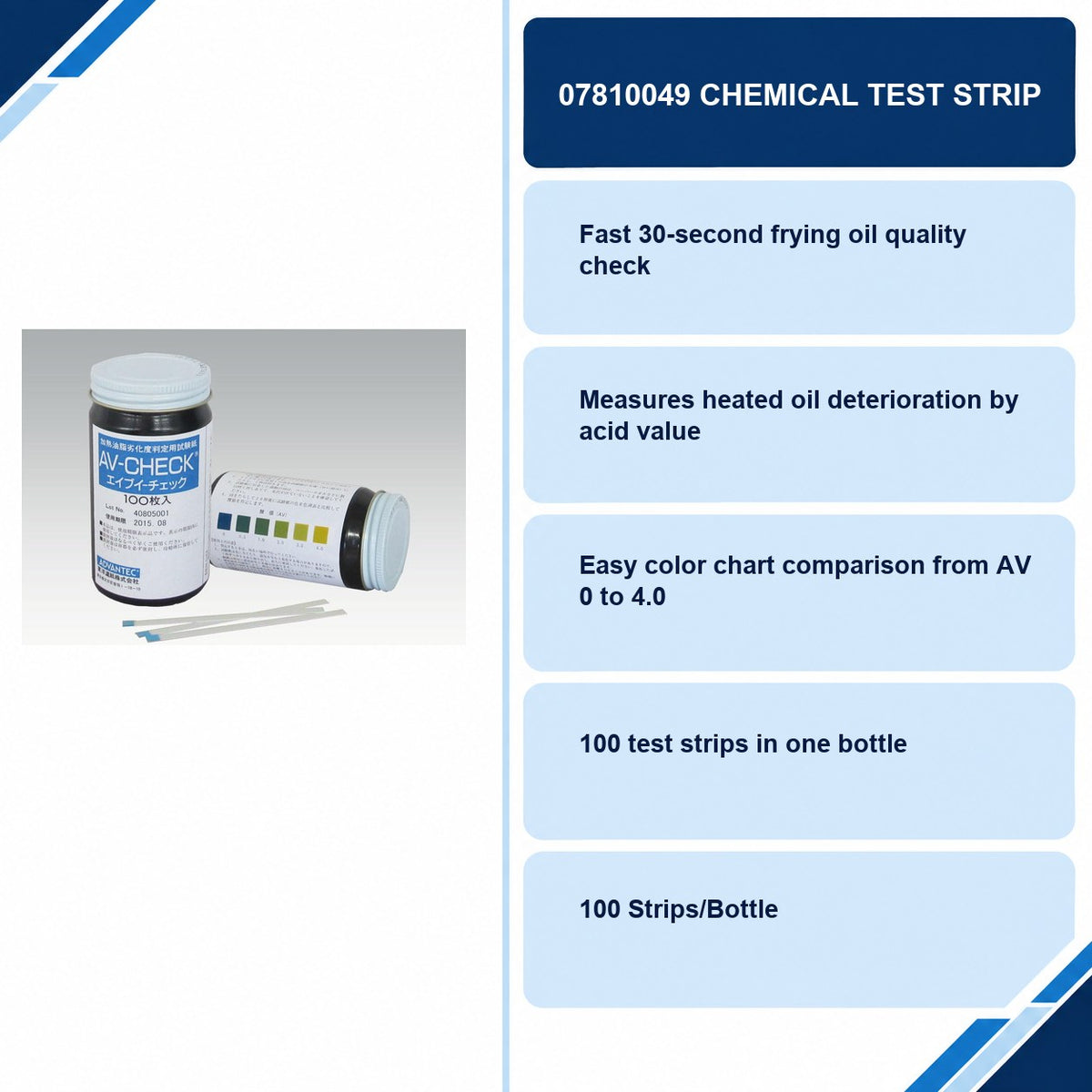 07810049 Chemical Test Strip specifications and delivery information