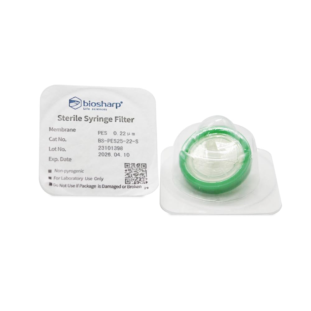 25 mm 0.22 Micron Syringe Filter, Mixed Cellulose Ester (MCE), Hydrophilic Aqueous Membrane, 50 Pack