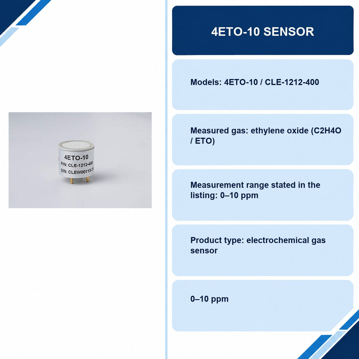 4ETO-10 Sensor specifications and delivery information