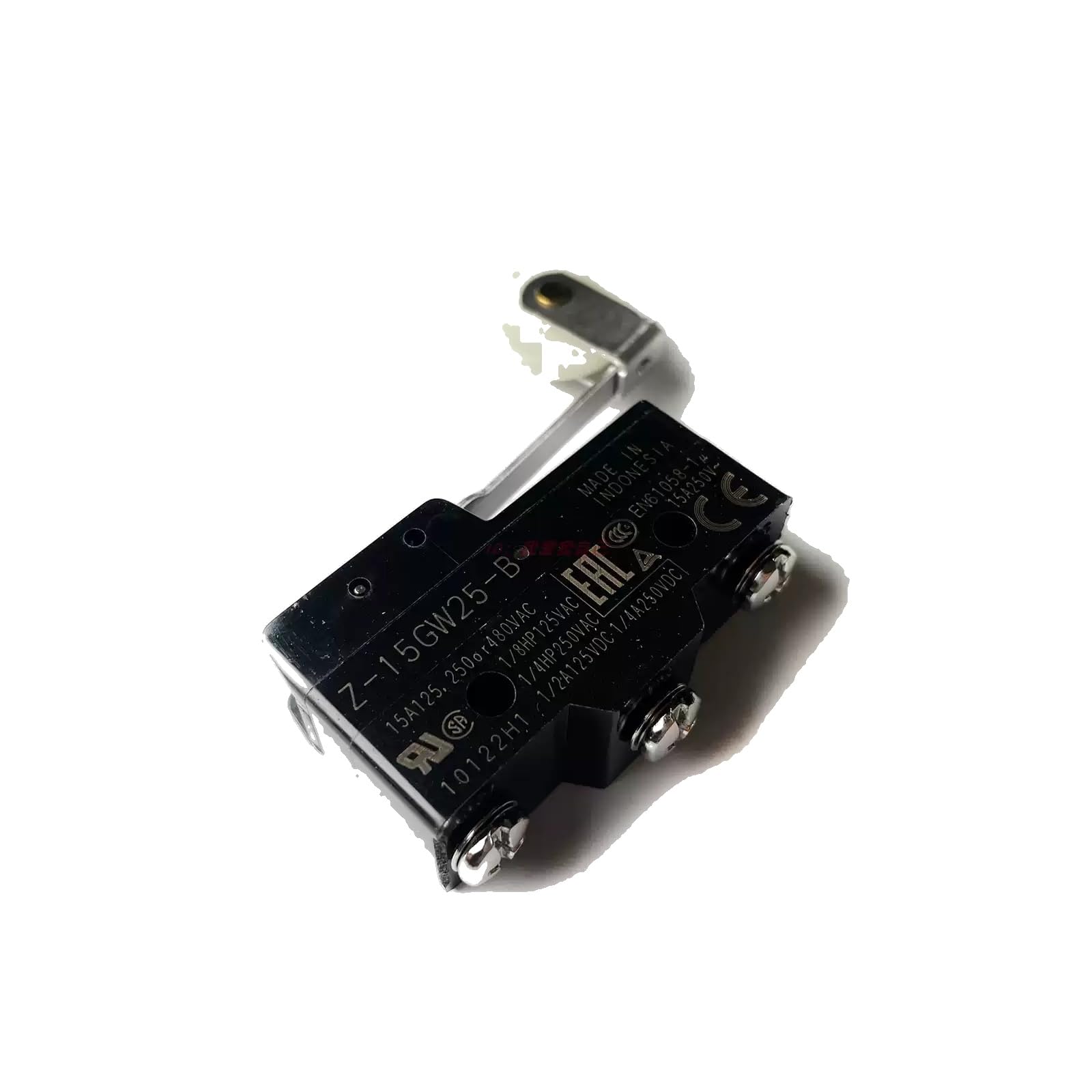 Z-15GW25-B Roller Lever Micro Switch, SPDT 15A, 250 VAC / 14 VDC Rating (1 pc)