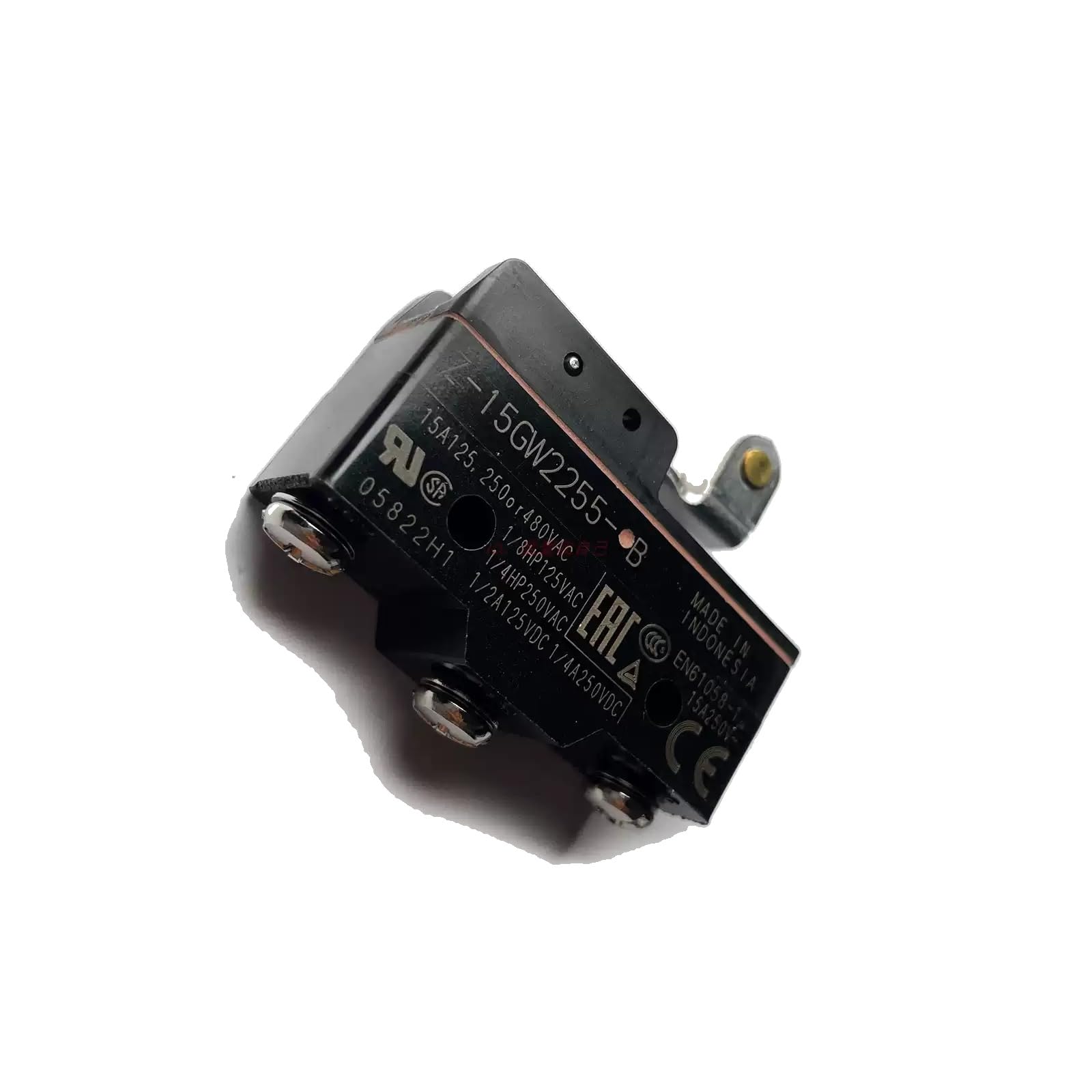 Z-15GW227755-B Unidirectional Short Hinge Roller Lever Micro Switch, SPDT 15A