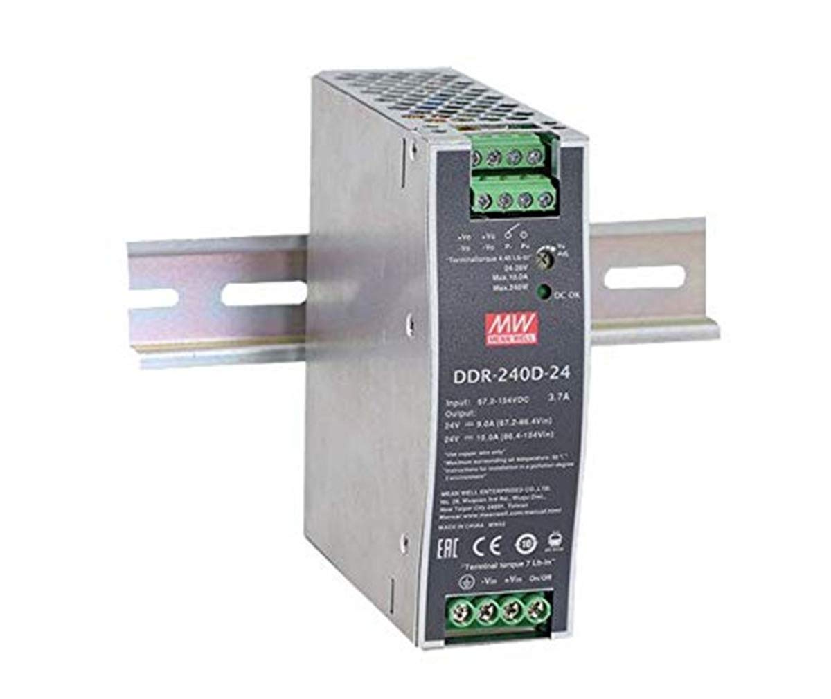 DDR-240D-24 DIN Rail DC/DC Converter Module, 240W 24V 10A, 1 Piece