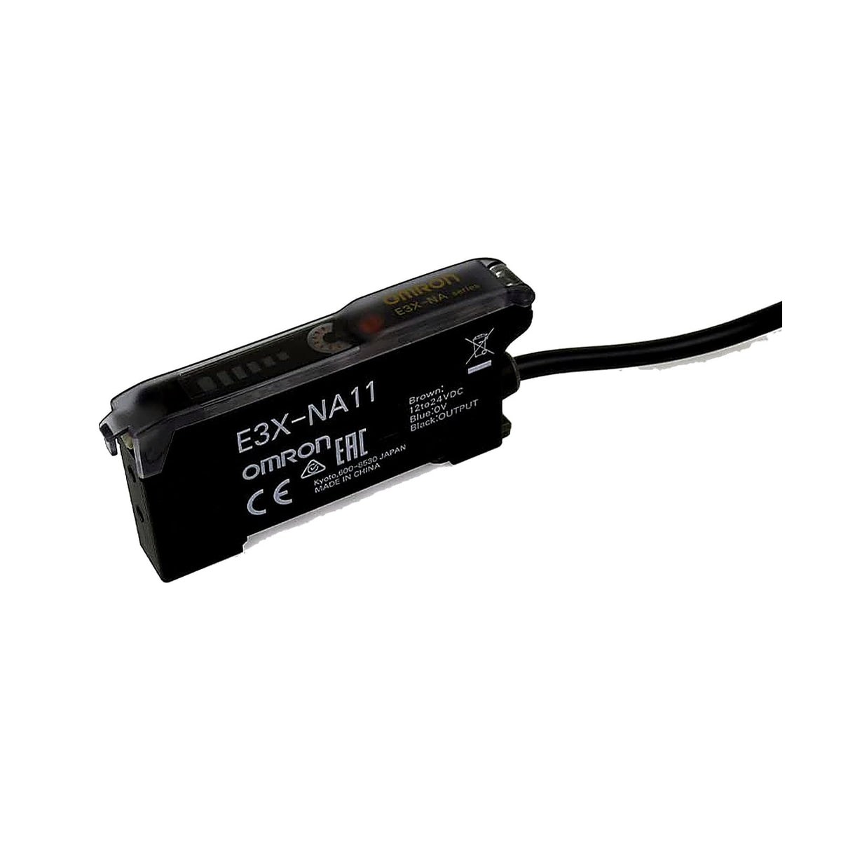 E3X-NA11 pre-wired fiber optic amplifier with bar display