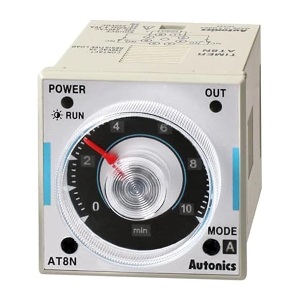 AT8N 100-240 VAC/24-240 VDC, 48 X 48 MM, 50/60 HZ, 8 PIN Plug Type, ATN Series, DPDT TIME Limit OR SPDT, Multi TIME Range, Multi-Function Timer, Universal Voltage