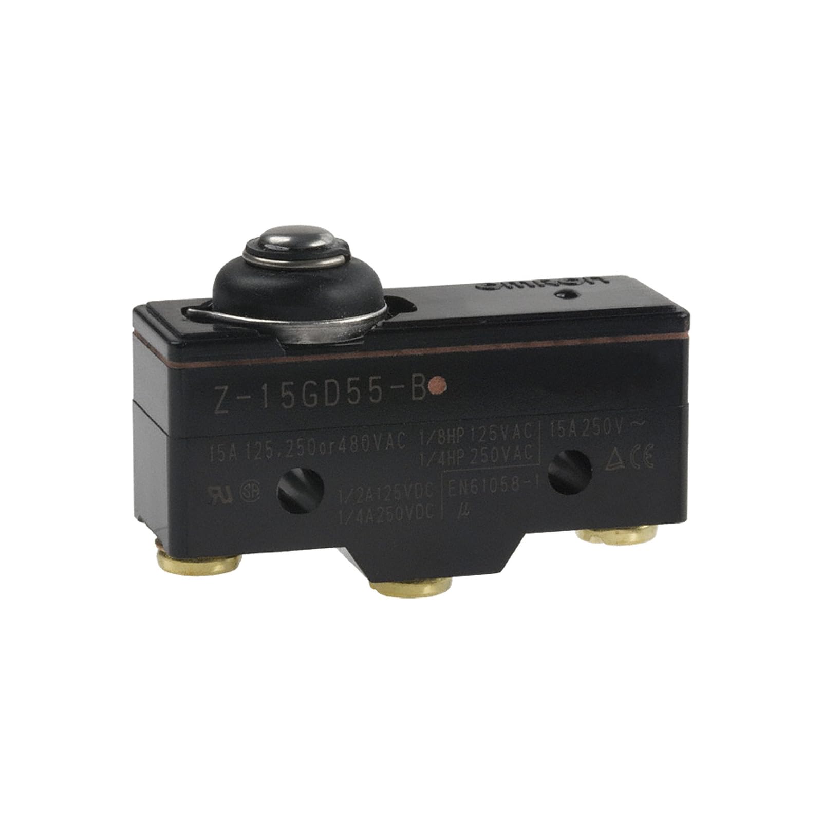 Z-15GD55-B Drip-Proof Brake Detection Micro Switch, Short Spring Plunger, SPDT 15A, Screw Terminals - 1 pc