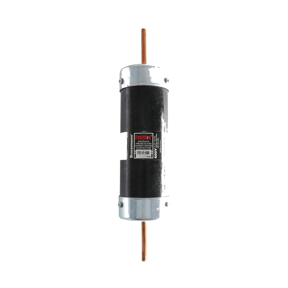 FRS-R-400 Class RK5 Fuse, FRS-R Time-delay Dual-Element Current Limiting, 400 A, Interrupt Rating of 200kA at 600 Vac, 20kA at 300 Vdc