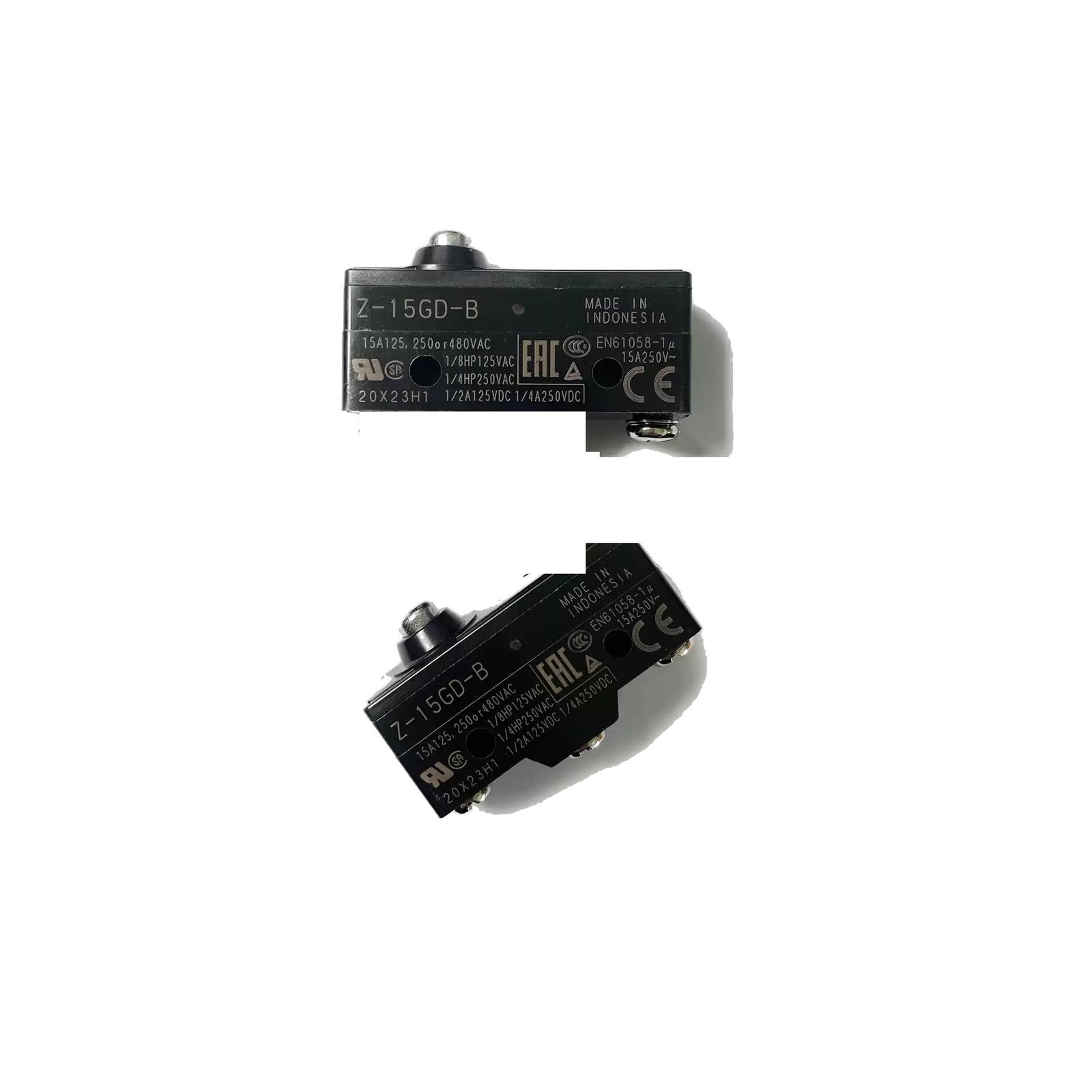 Z-15GQ21-B General Purpose Basic Switch, Cross Roller Plunger, 15A