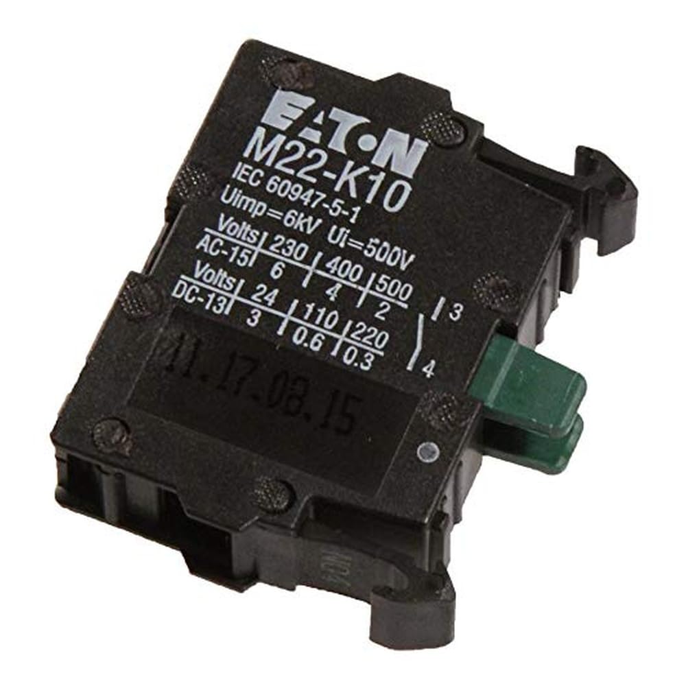 M22-K10 -Contact Block, 6 A, 500 V, 1 Pole, M22 Series, RMQ-Titan, Screw, 1NO, (Pack of 5)