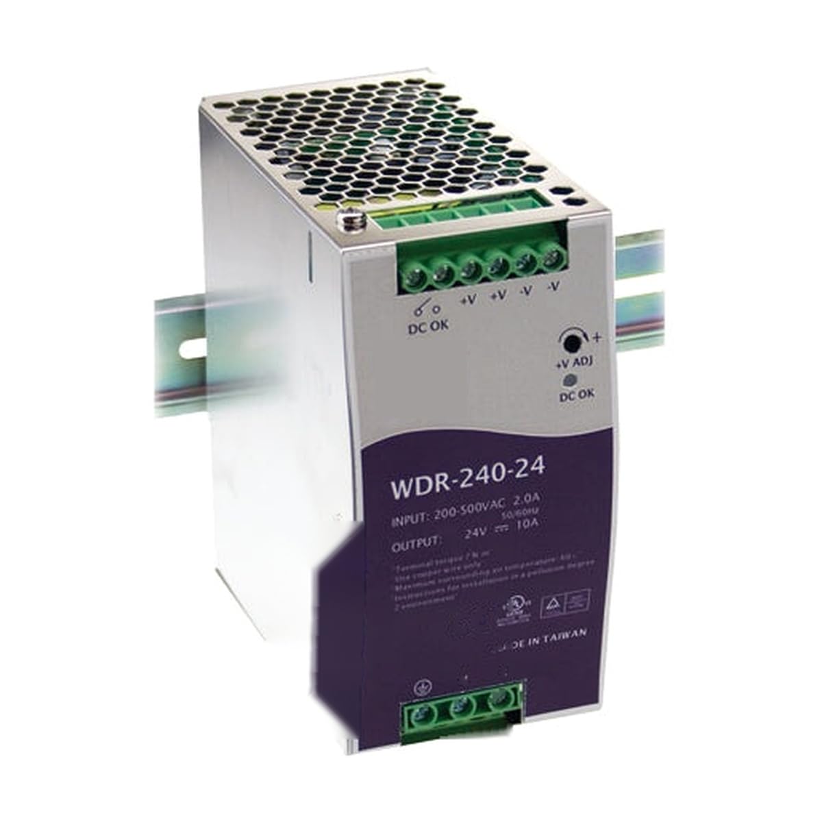 MAXTEC WDR-240-12 DIN Rail Switching Power Supply, 200-450VAC Input, 12V DC Output, 20A, 240W