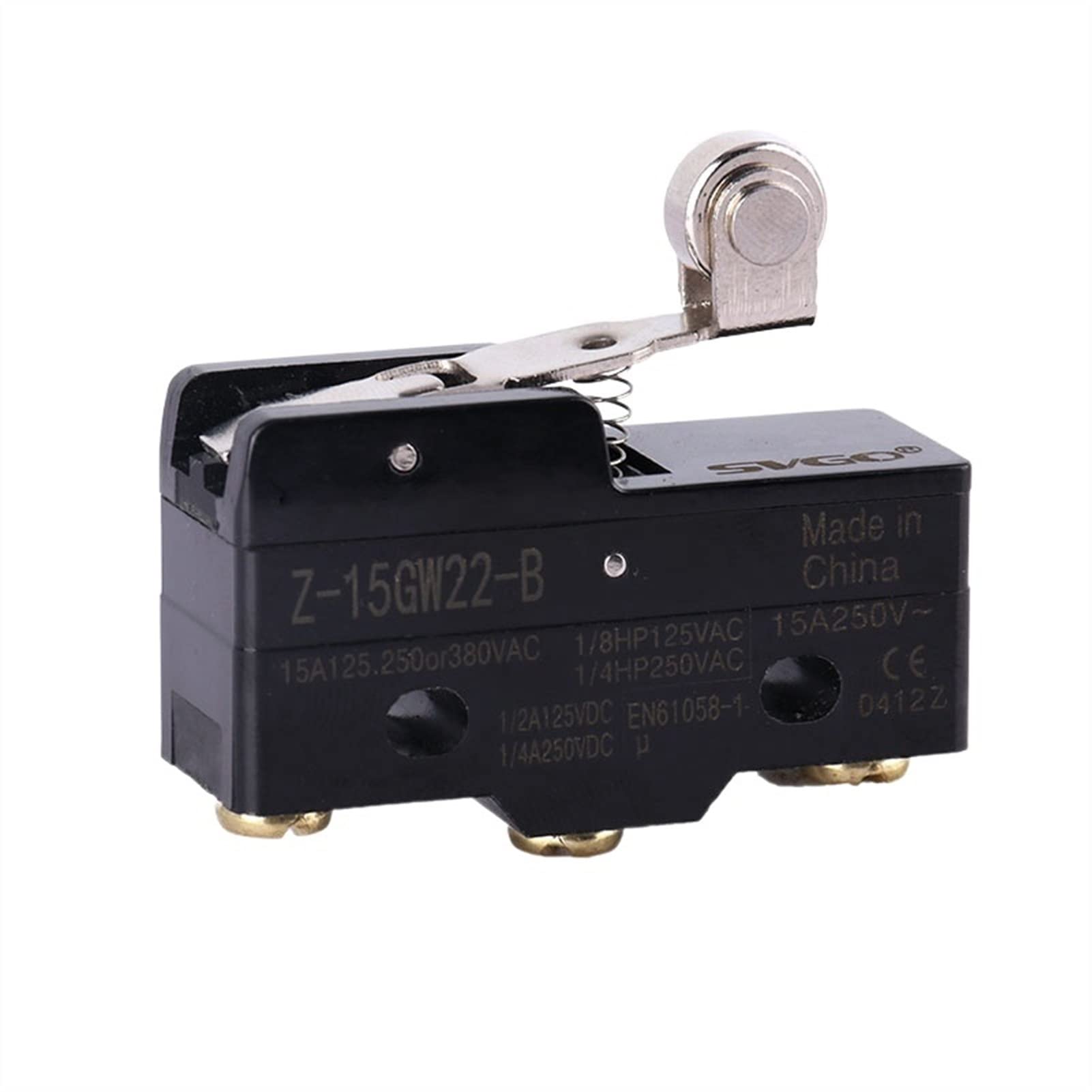 Z-15GW22-B Short Hinge Roller Lever Micro Switch, Screw Terminals - Pack of 2