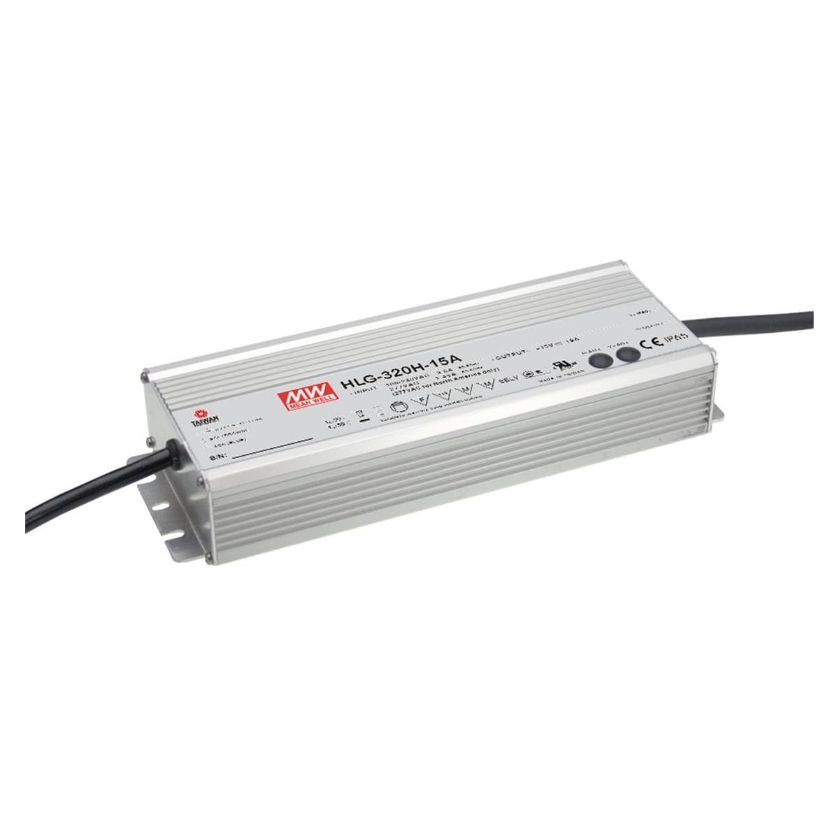 Mean Well HLG-320H-12A Switching LED Power Supply, Single Output, 12V, 0-22A, 264W, 1.7" H x 3.5" W x 9.9" L, White