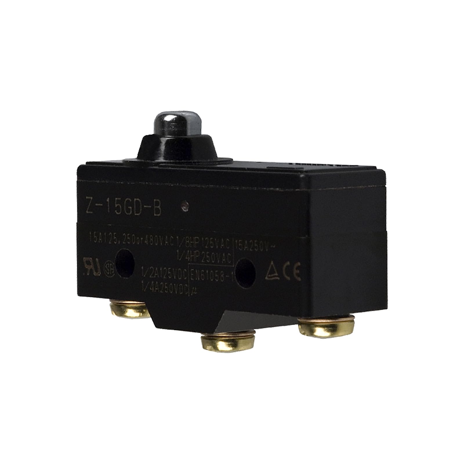 Z-15GD-B Brake Detection Micro Switch, Short Spring Plunger, SPDT 15A, Screw Terminals - 1 Count