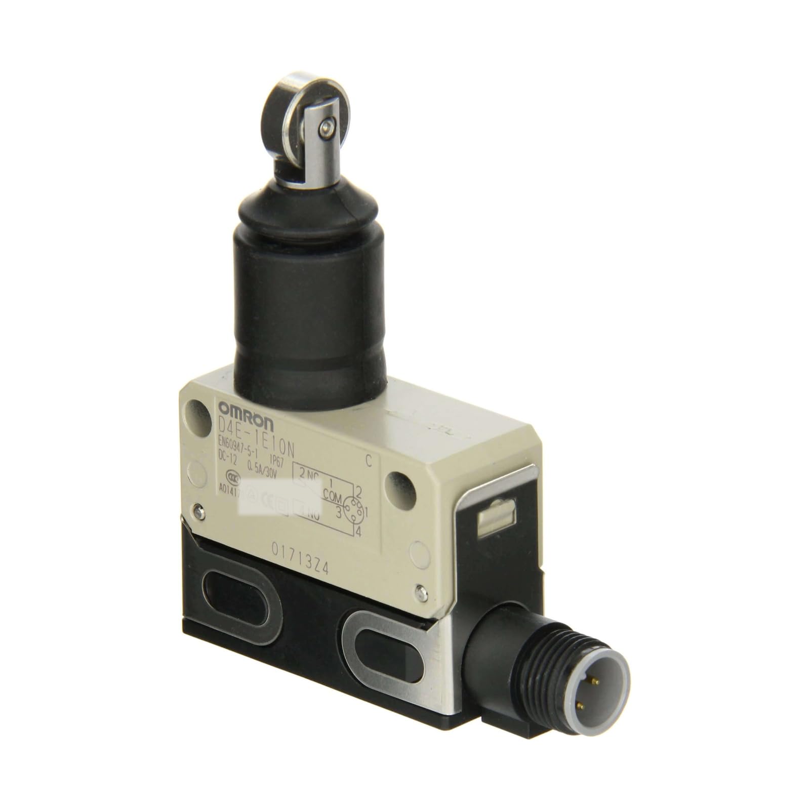 D4E-1E00N Small Sealed Limit Switch, Connector Type, Sealed Crossroller Plunger - 1 Piece