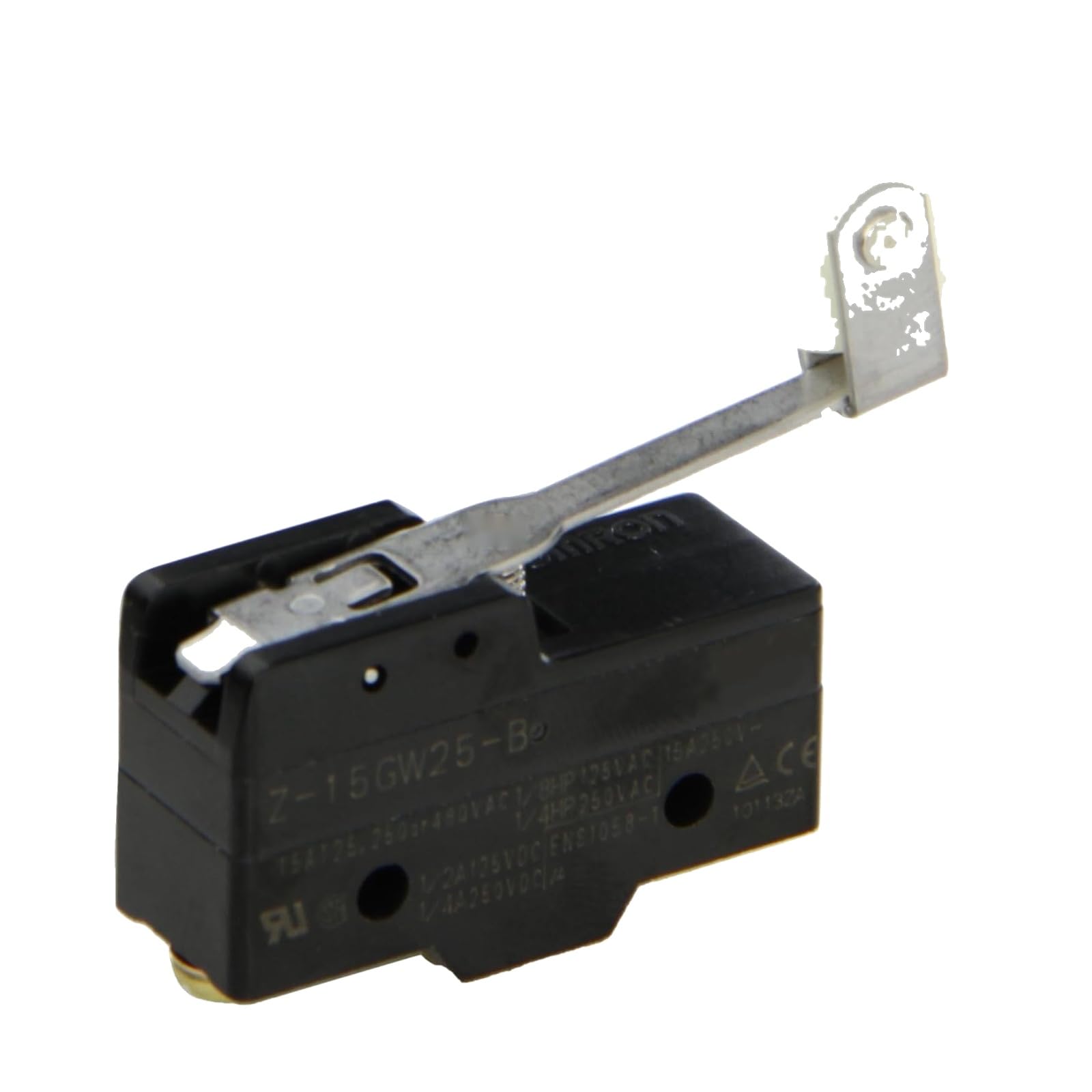 Z-15GW25-B General Purpose Basic Switch, Hinge Roller Lever, Large Roller, Screw Terminal, 0.5mm Contact Gap, 15A Rated Curre