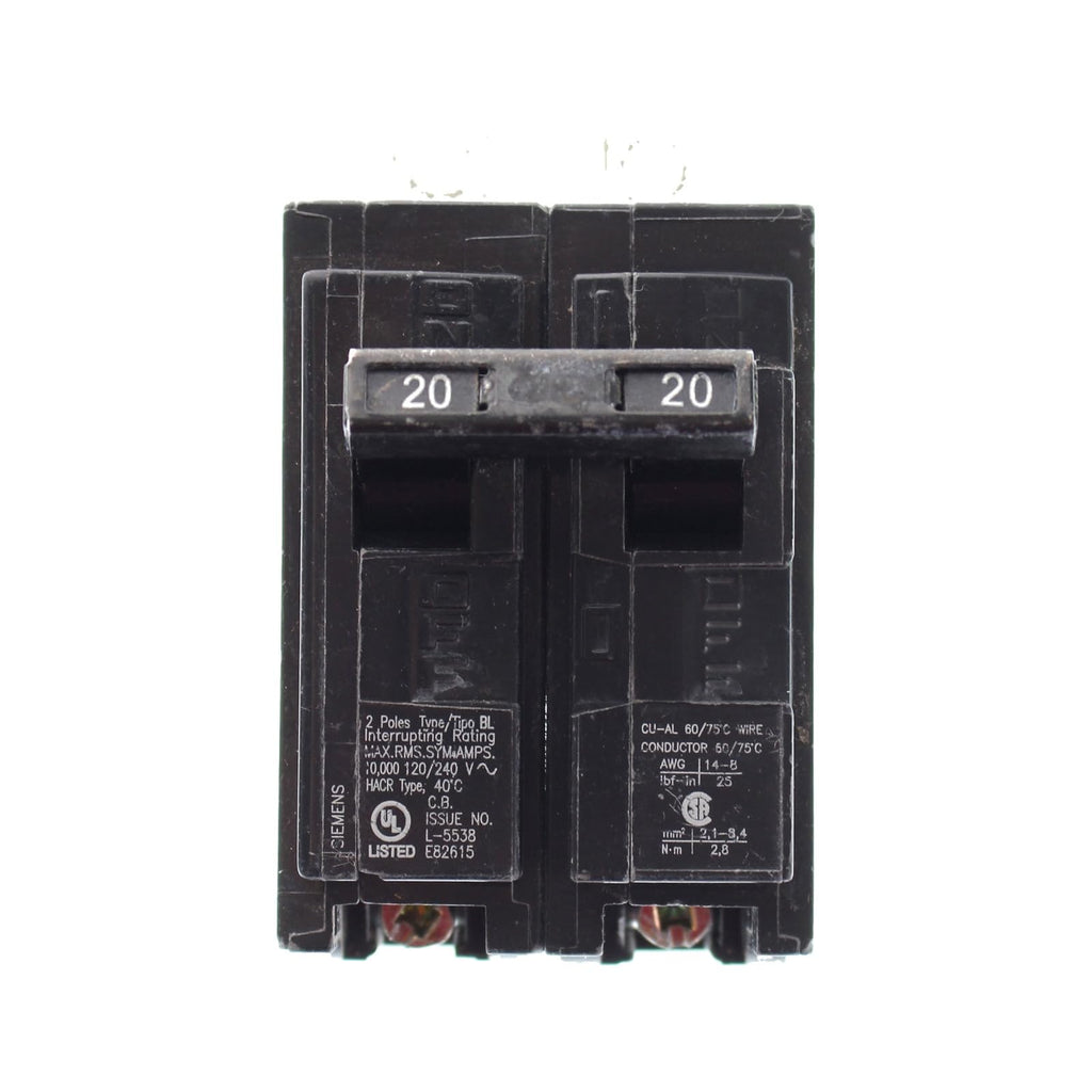 B220 Bolt-in Circuit Breaker, 120-Volt, 2-Pole, 20-Amp, 10Kaic