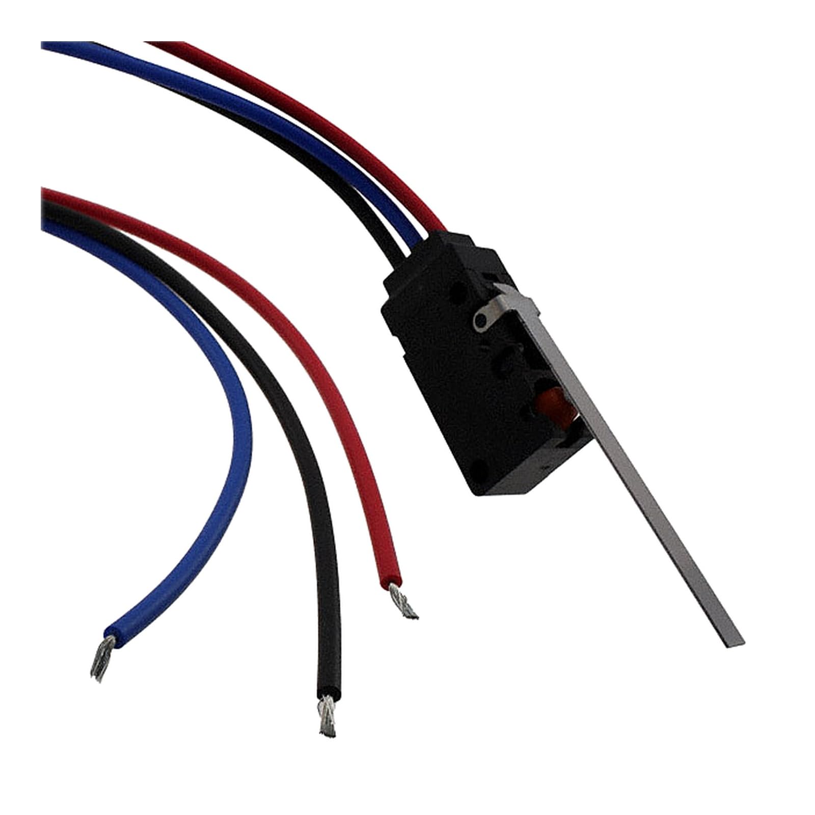 D2VW-5L1B-1M Sealed Miniature Basic Switch, Long Hinge Lever, SPDT, 5A 250VAC, Molded Lead Wires, 1 Unit