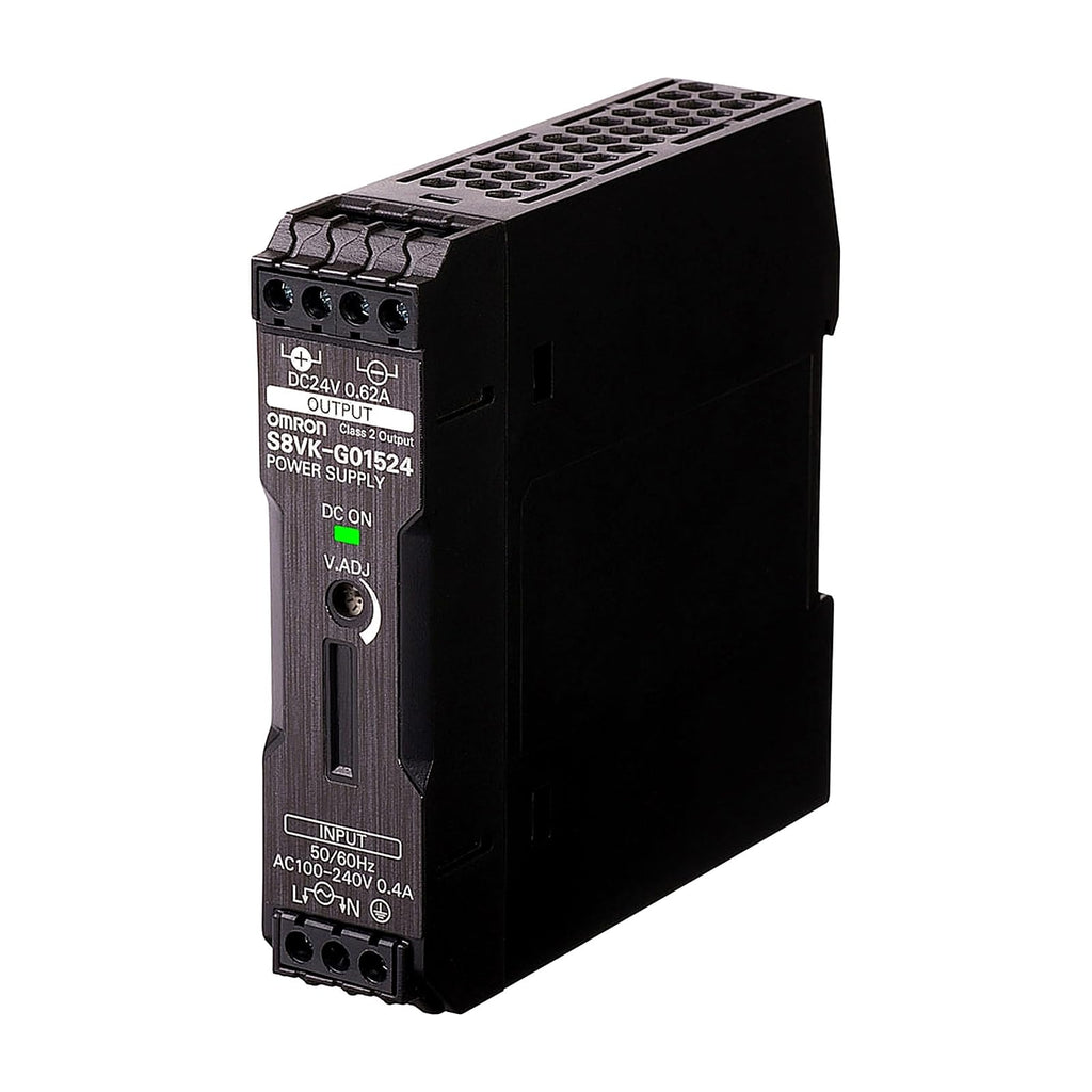 S8VK-G01524 24V DC 15W-class DIN-rail power supply, one unit