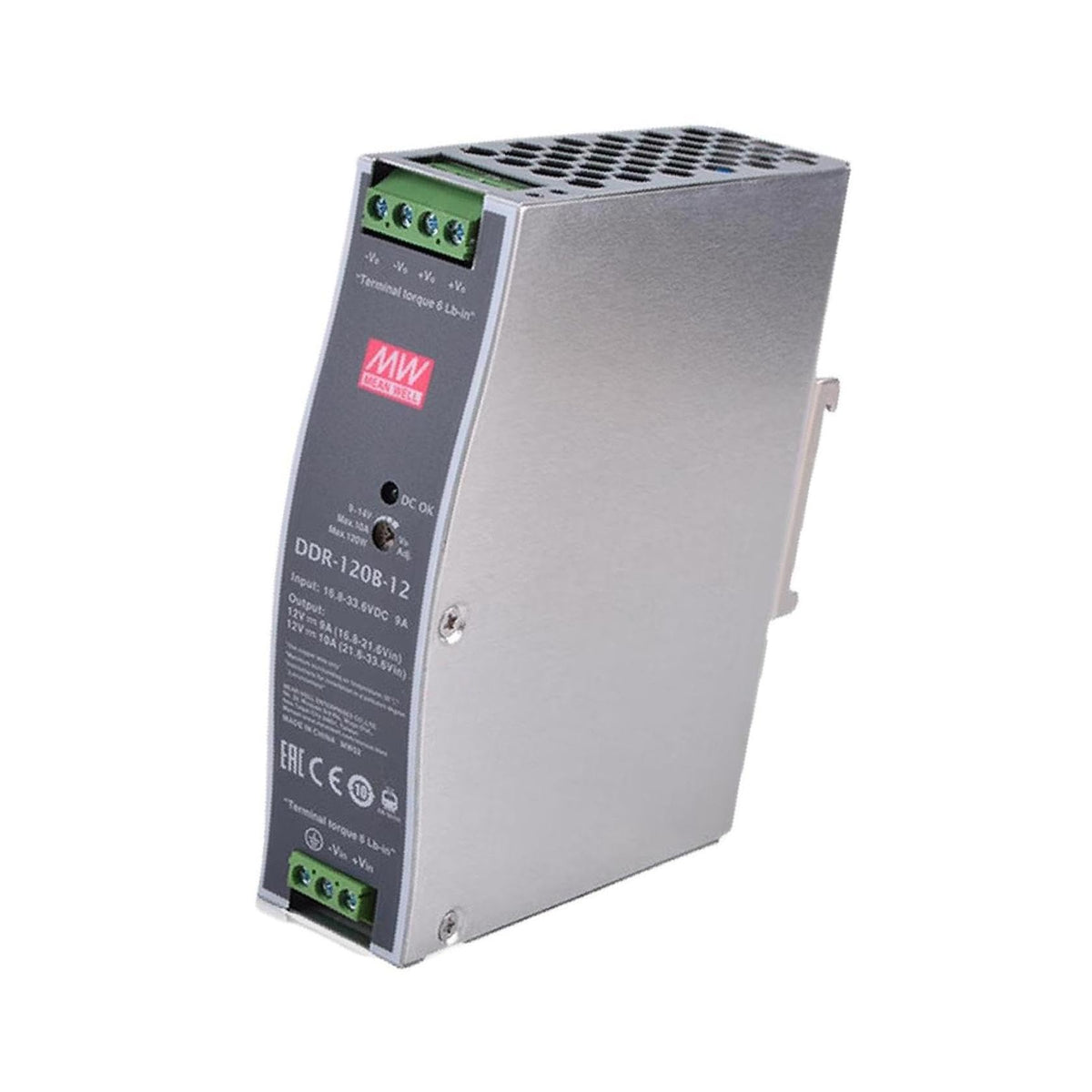 DDR-120B-12 DIN Rail DC/DC Converter Module, 120W 12V 10A, 1 Piece
