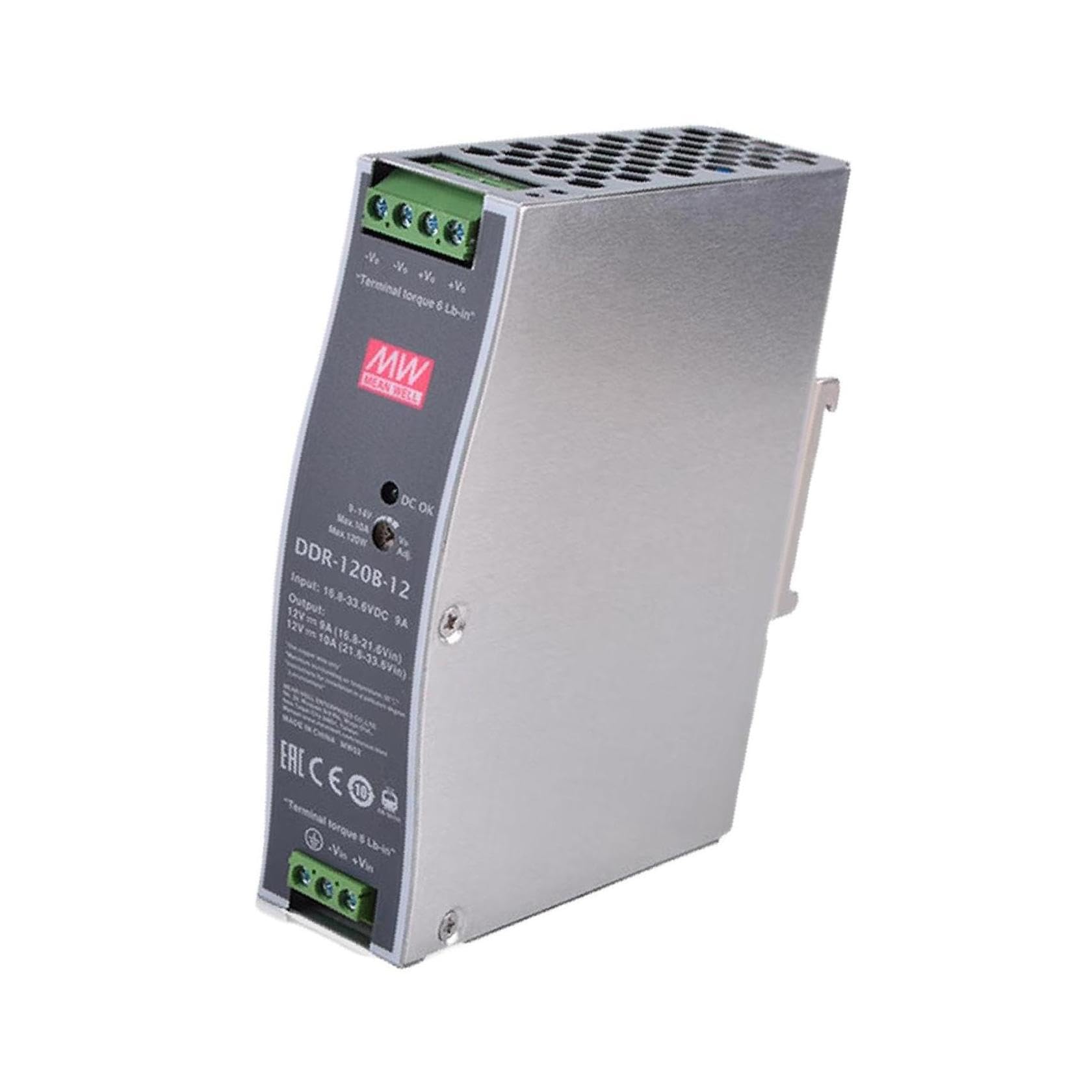 DDR-120B-12 DIN Rail DC/DC Converter Module, 120W 12V 10A, 1 Piece