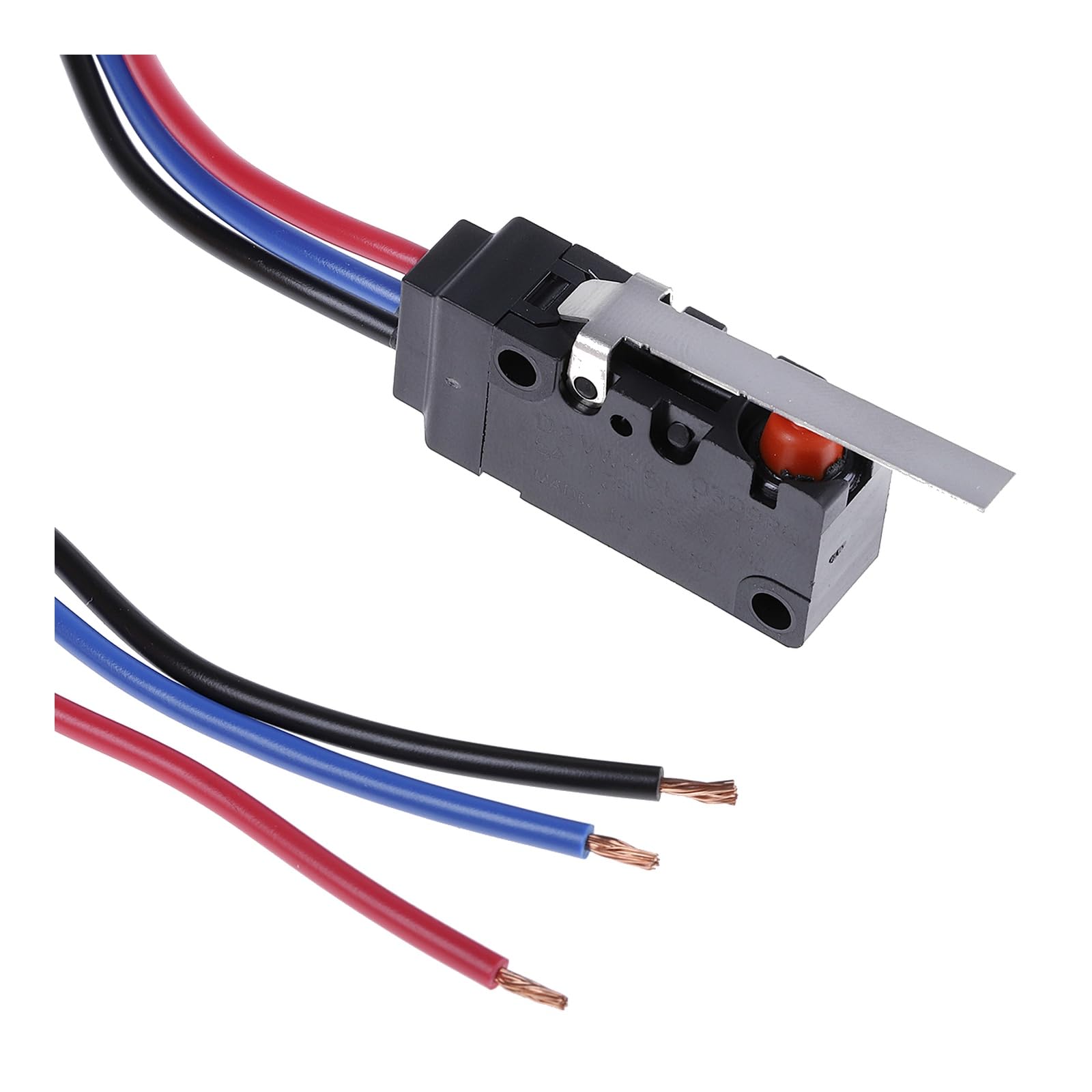 D2VW-5L1-3M Sealed Miniature Basic Switch, Hinge Lever, SPST-NO, 5A 250VAC, Molded Lead Wires, 1 Unit