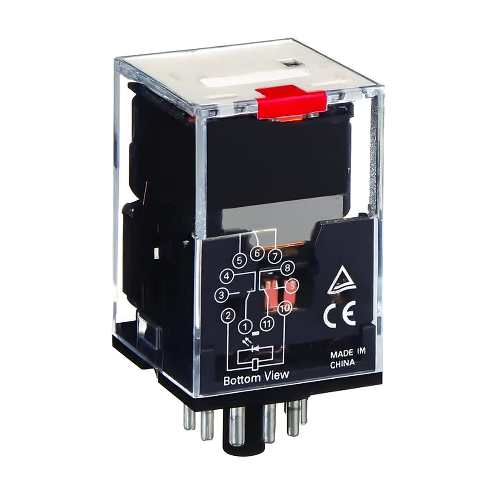 MKS3PN AC220V Power Relay, 3PDT 11-Pin Plug-in General Purpose Relay, 220VAC Coil, Mechanical Indicator