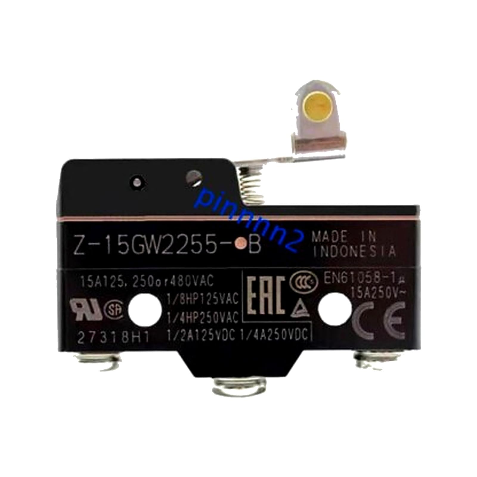 Z-15GW2255-B Short Hinge Roller Lever Micro Switch (SPDT, 30V) - 1 Piece