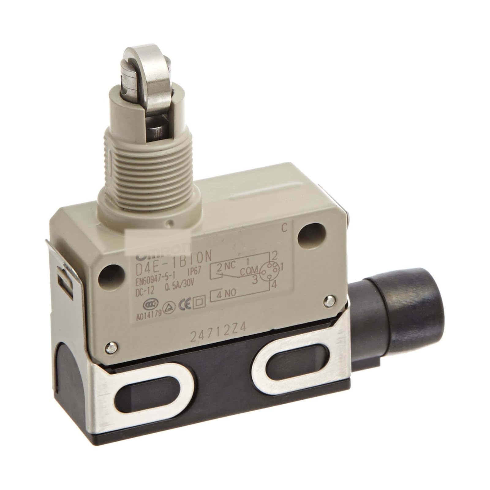 D4E-1B00N D4E Series Small Sealed Limit Switch, Crossroller Plunger, DC Connector, 1 Piece
