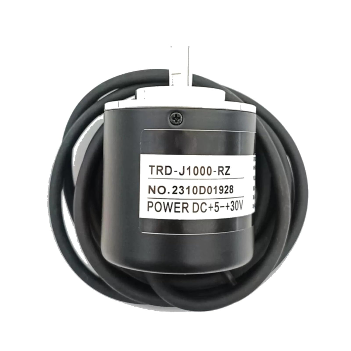 TRD-J1000-RZ incremental rotary encoder, label and cable view