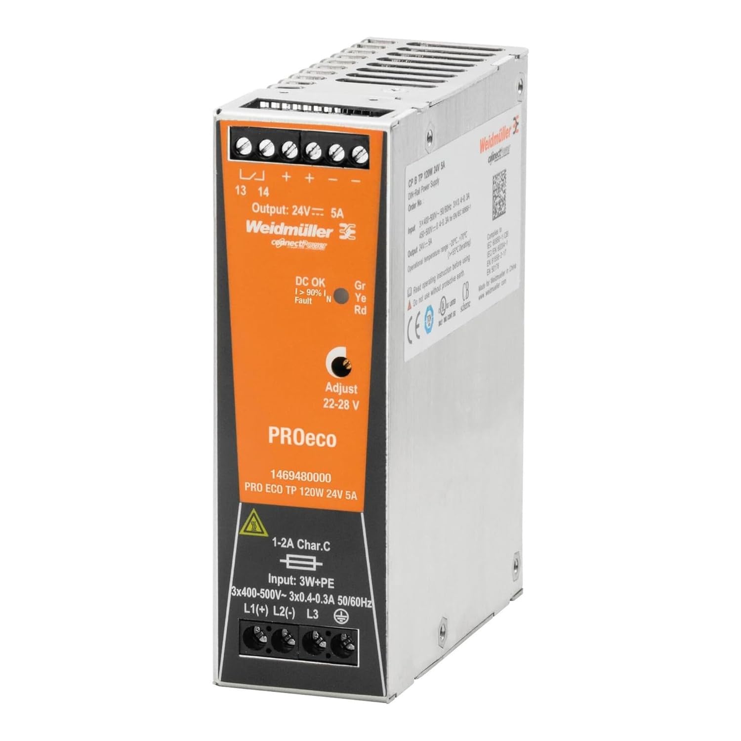 WEIDMULLER 1469480000 AC/DC CONVERTER, 120W, 24V, 5A