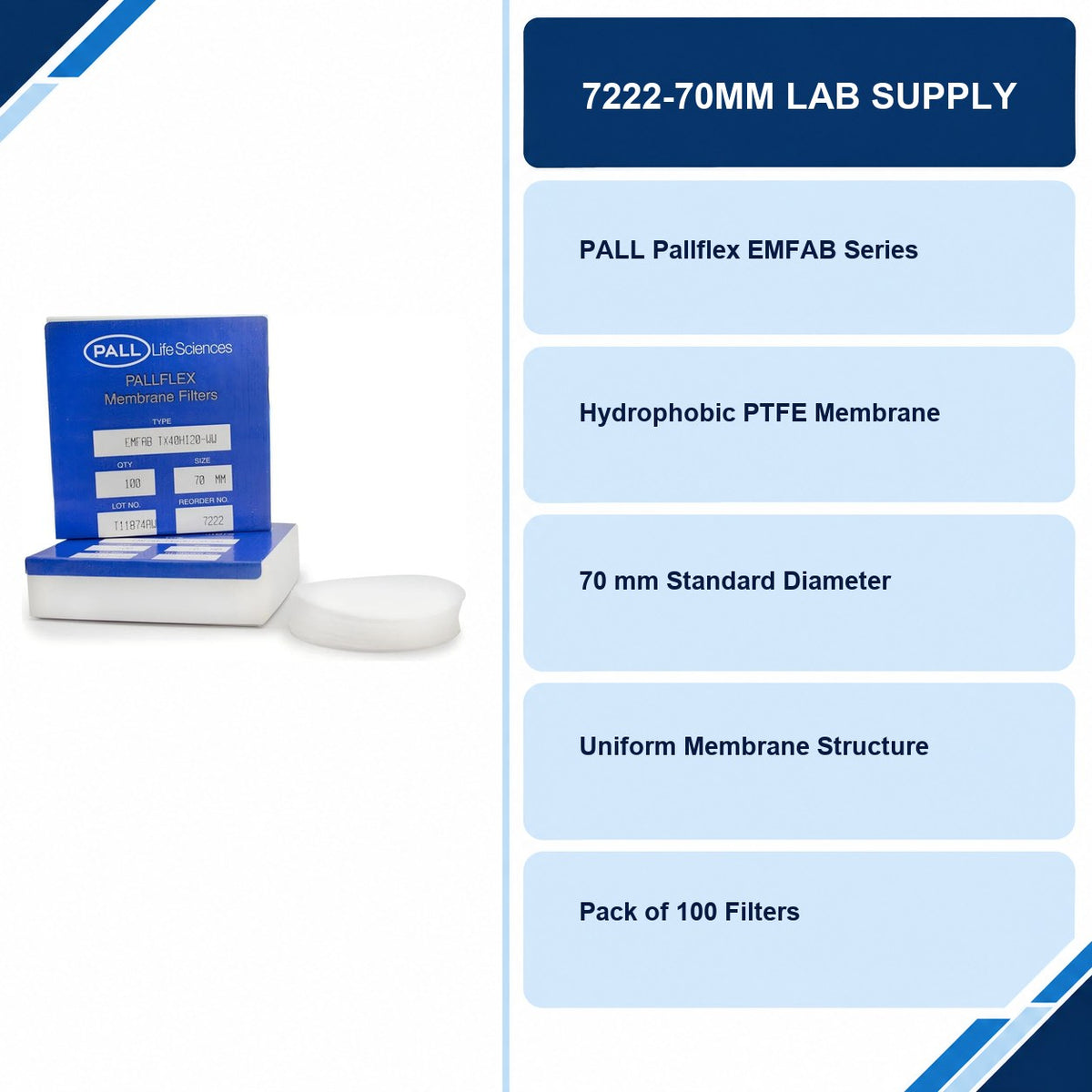7222-70MM Lab Supply specifications and delivery information