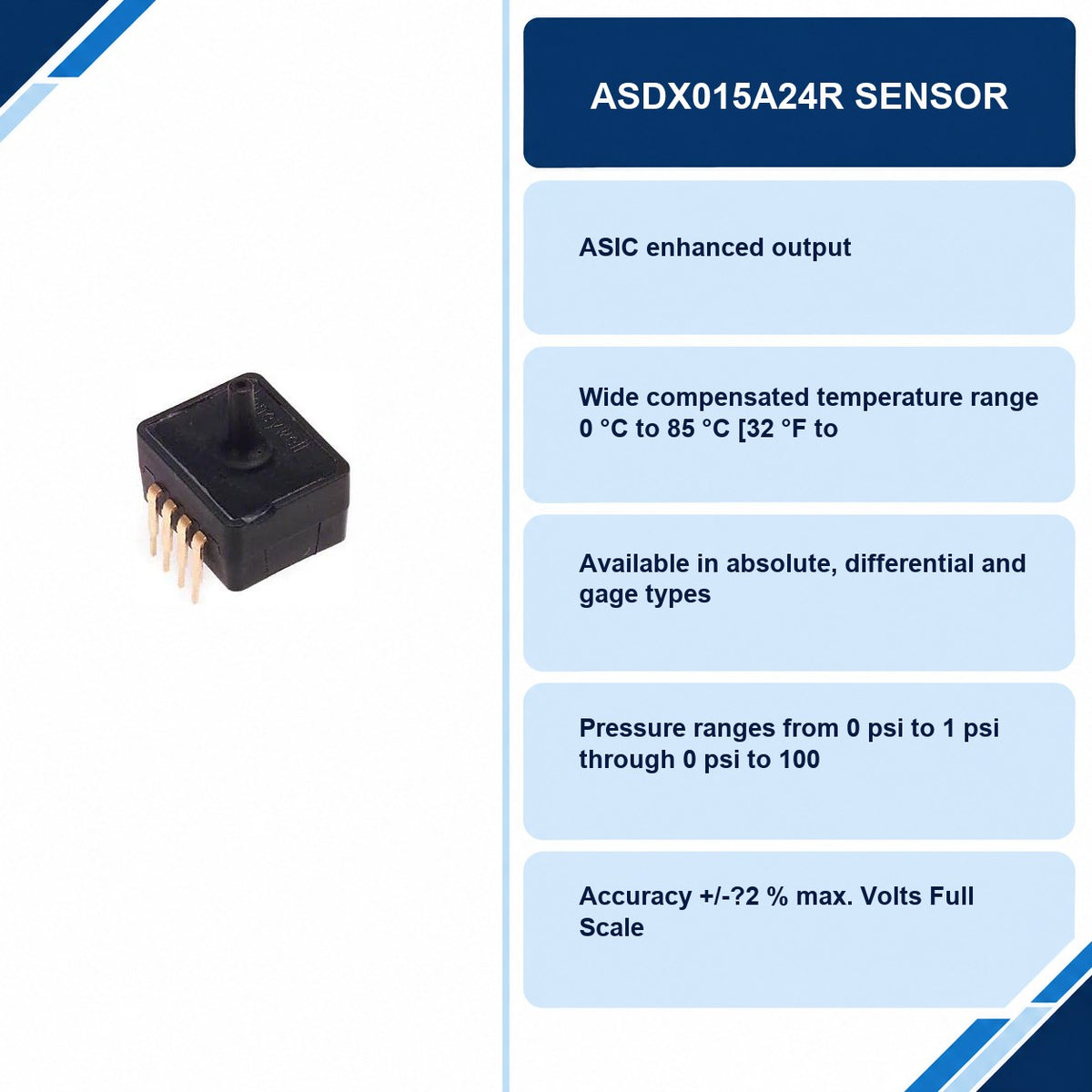 ASDX015A24R Sensor specifications and delivery information
