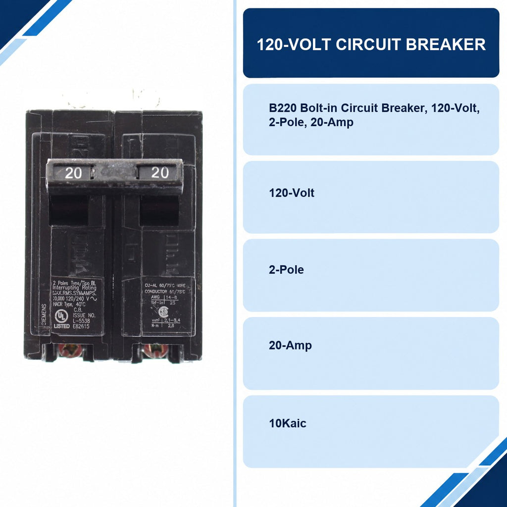 120-VOLT Circuit Breaker specifications and delivery information