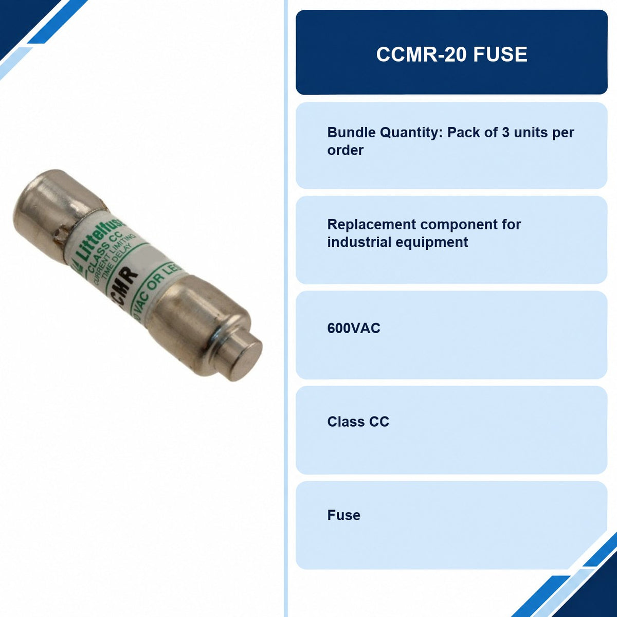 CCMR-20 Fuse specifications and delivery information
