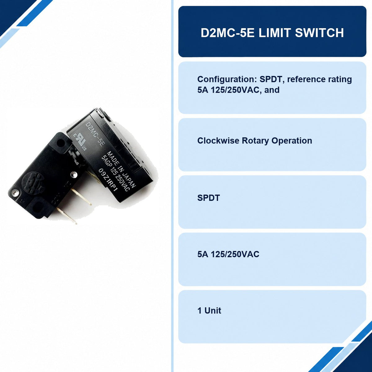 D2MC-5E Limit Switch specifications and delivery information