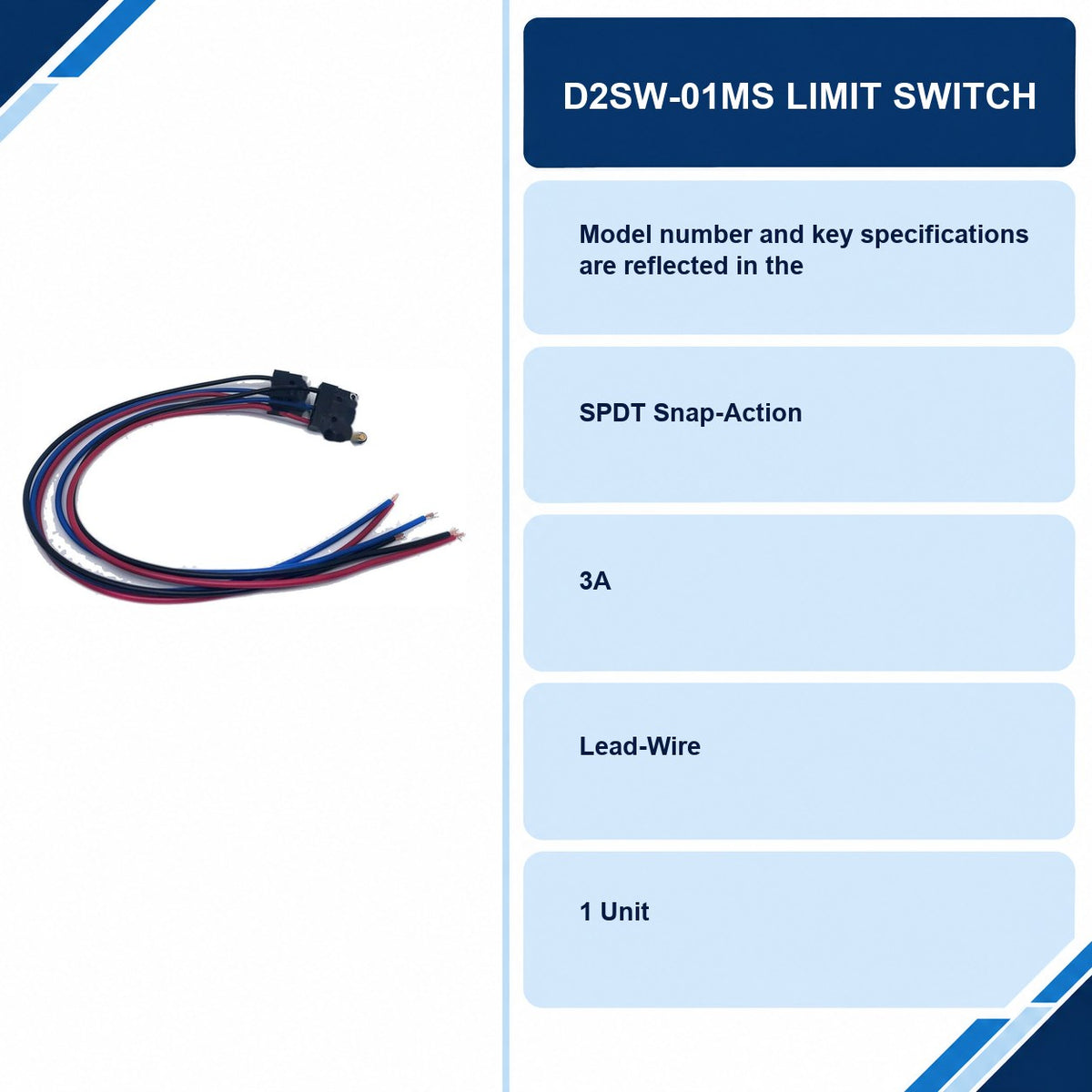 D2SW-01MS Limit Switch specifications and delivery information