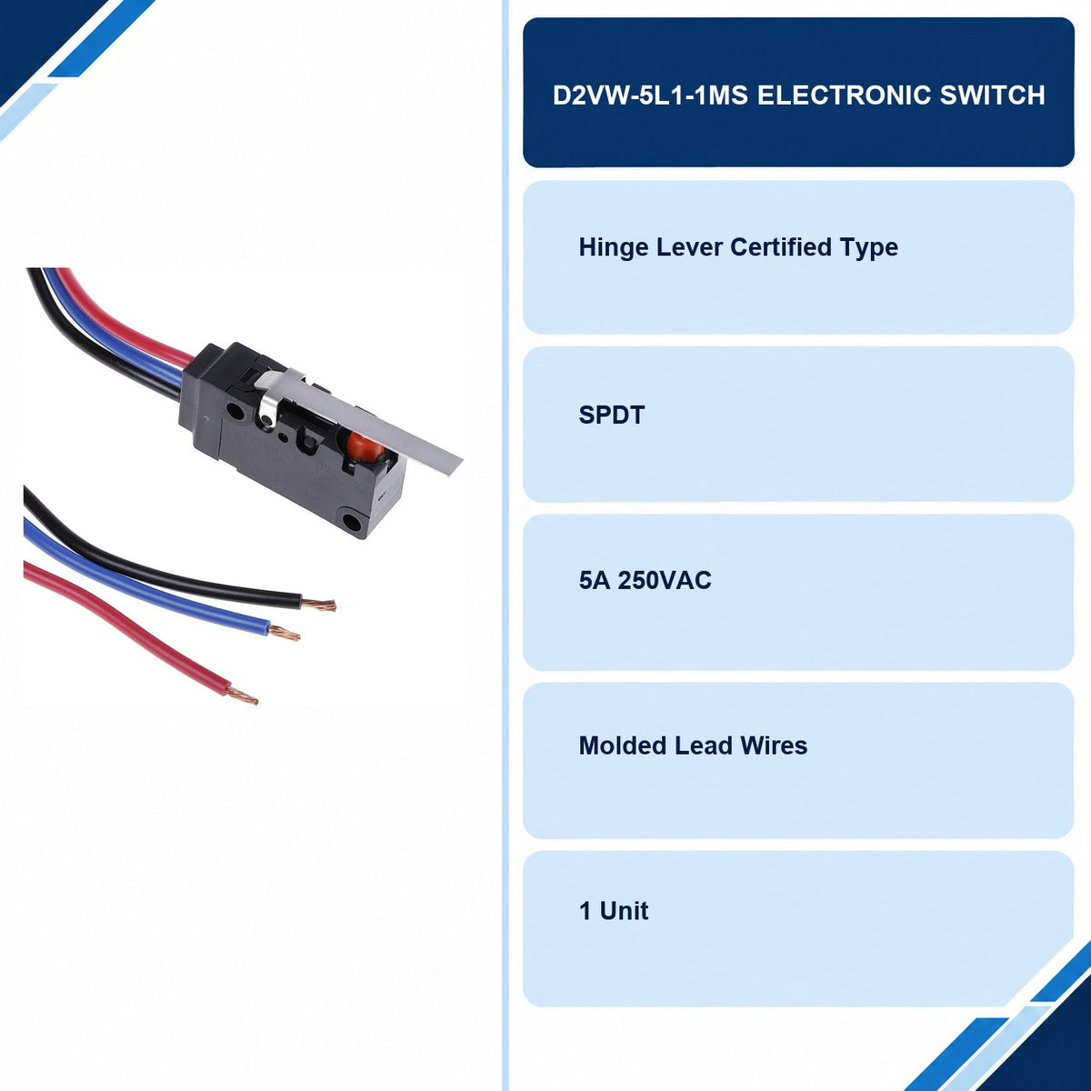 D2VW-5L1-1MS Electronic Switch specifications and delivery information