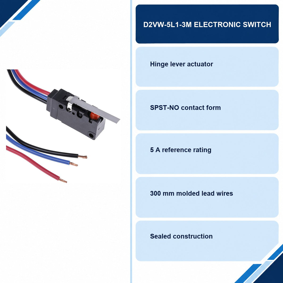 D2VW-5L1-3M Electronic Switch specifications and delivery information