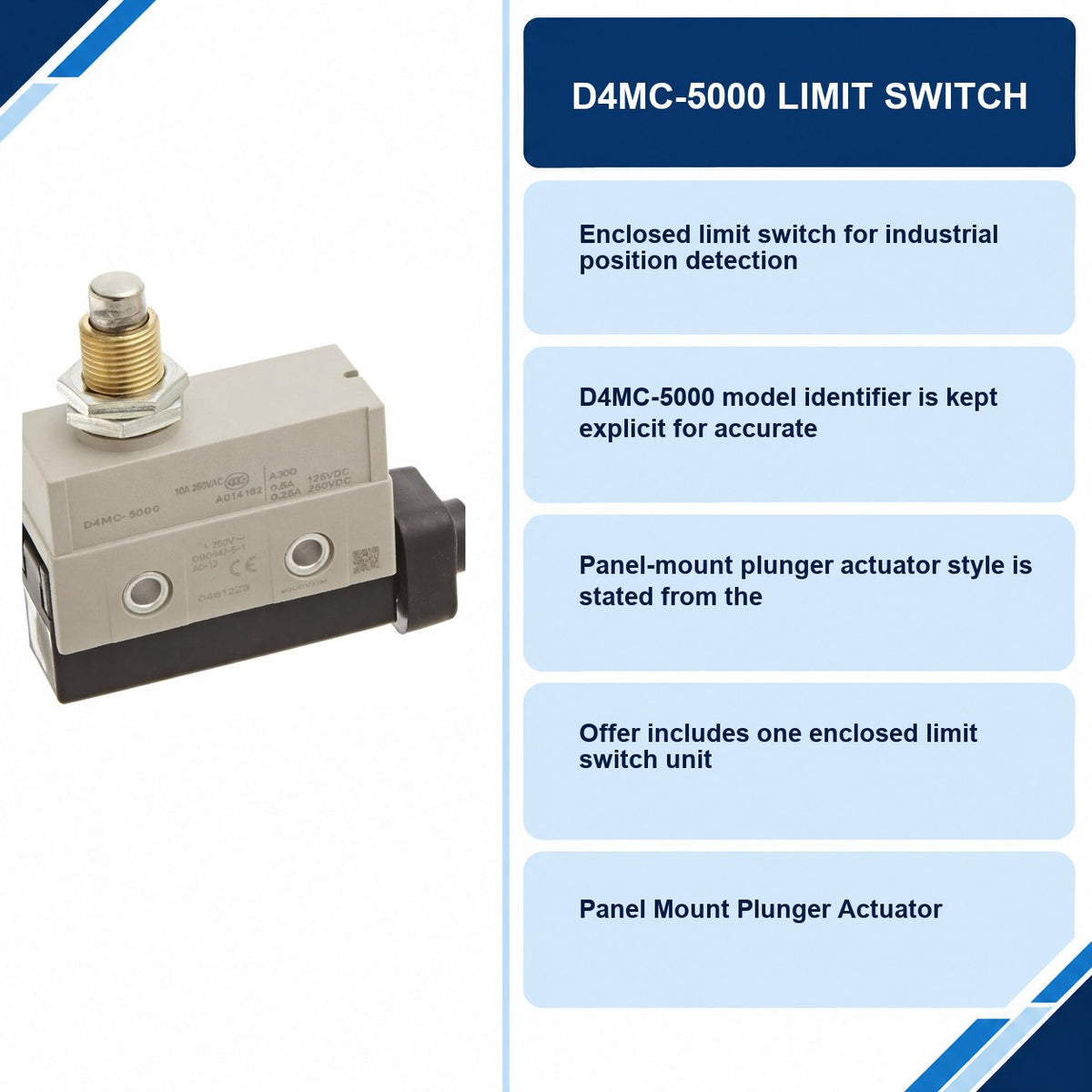 D4MC-5000 Limit Switch specifications and delivery information