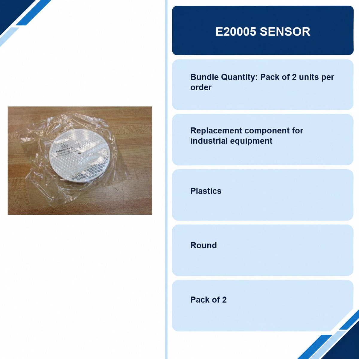 E20005 Sensor specifications and delivery information