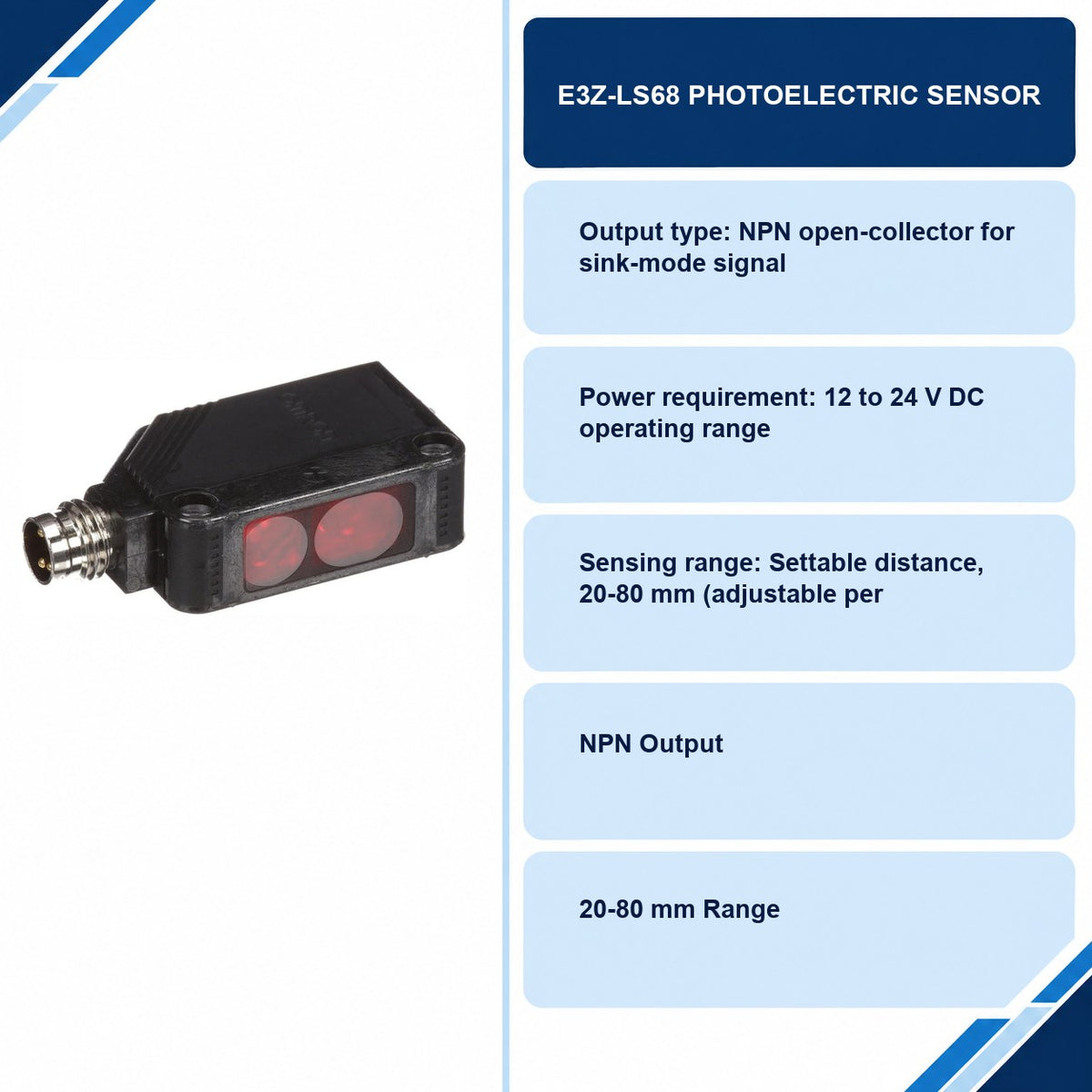 E3Z-LS68 Photoelectric Sensor specifications and delivery information