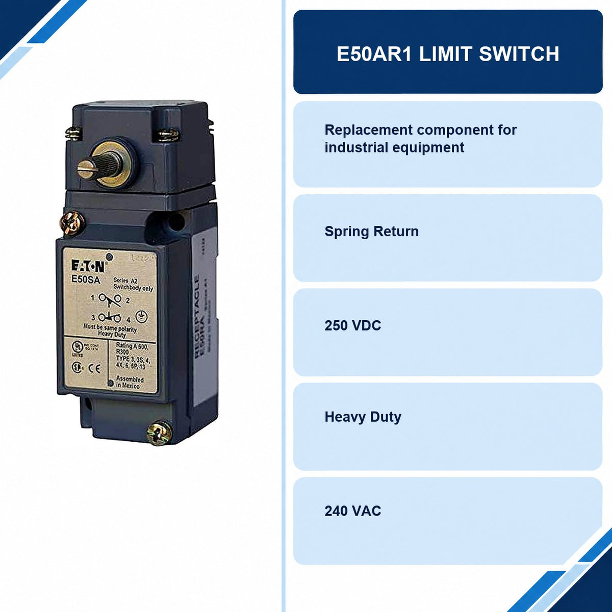 E50AR1 Limit Switch specifications and delivery information