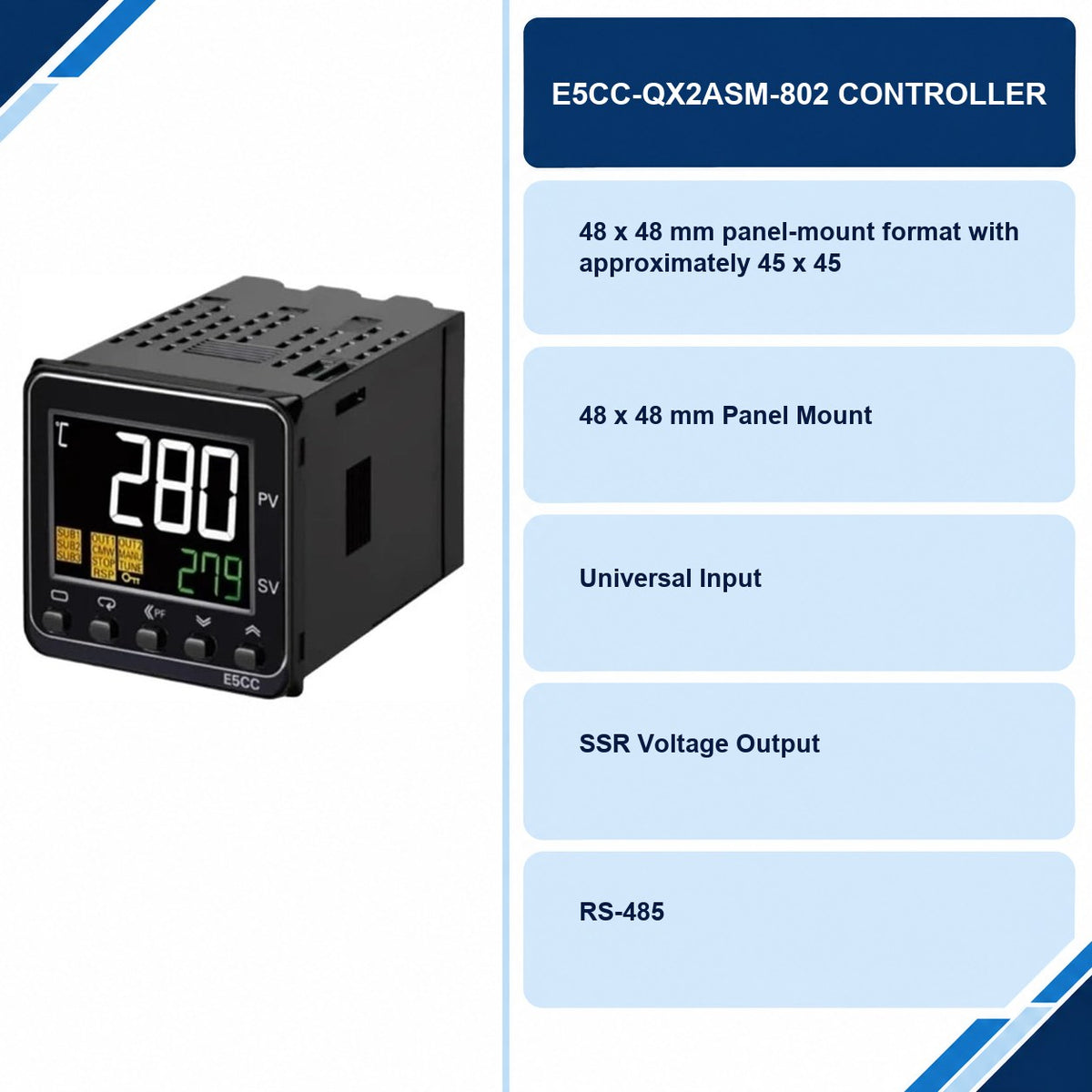 E5CC-QX2ASM-802 Controller specifications and delivery information