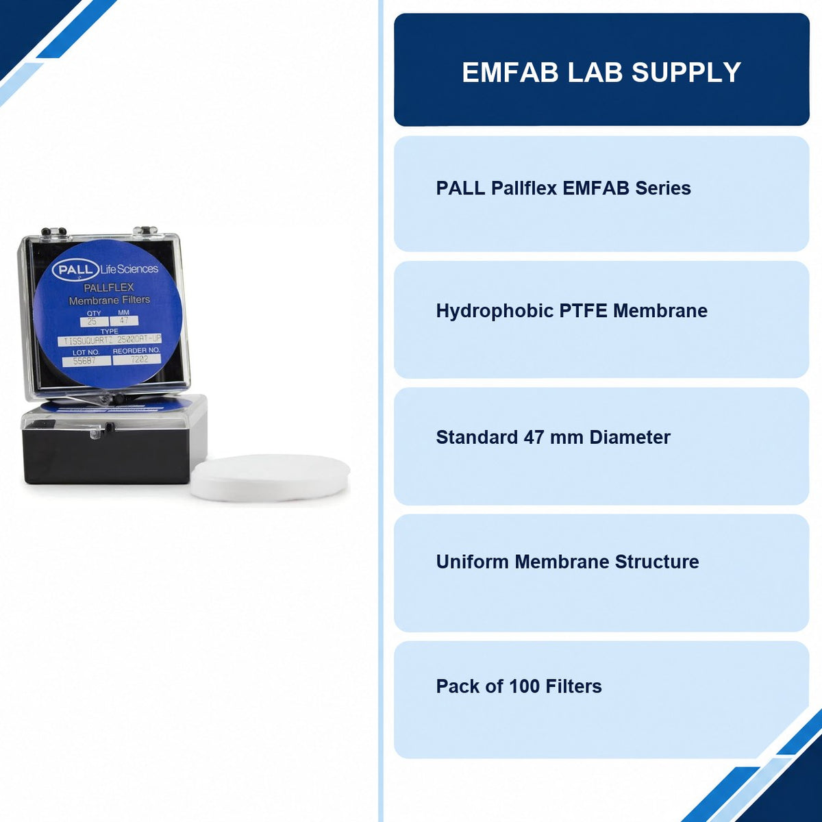 EMFAB Lab Supply specifications and delivery information
