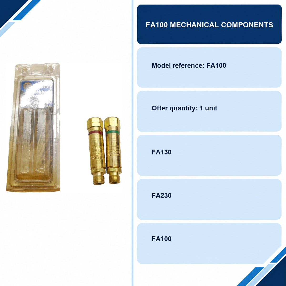 FA100 Mechanical Components specifications and delivery information