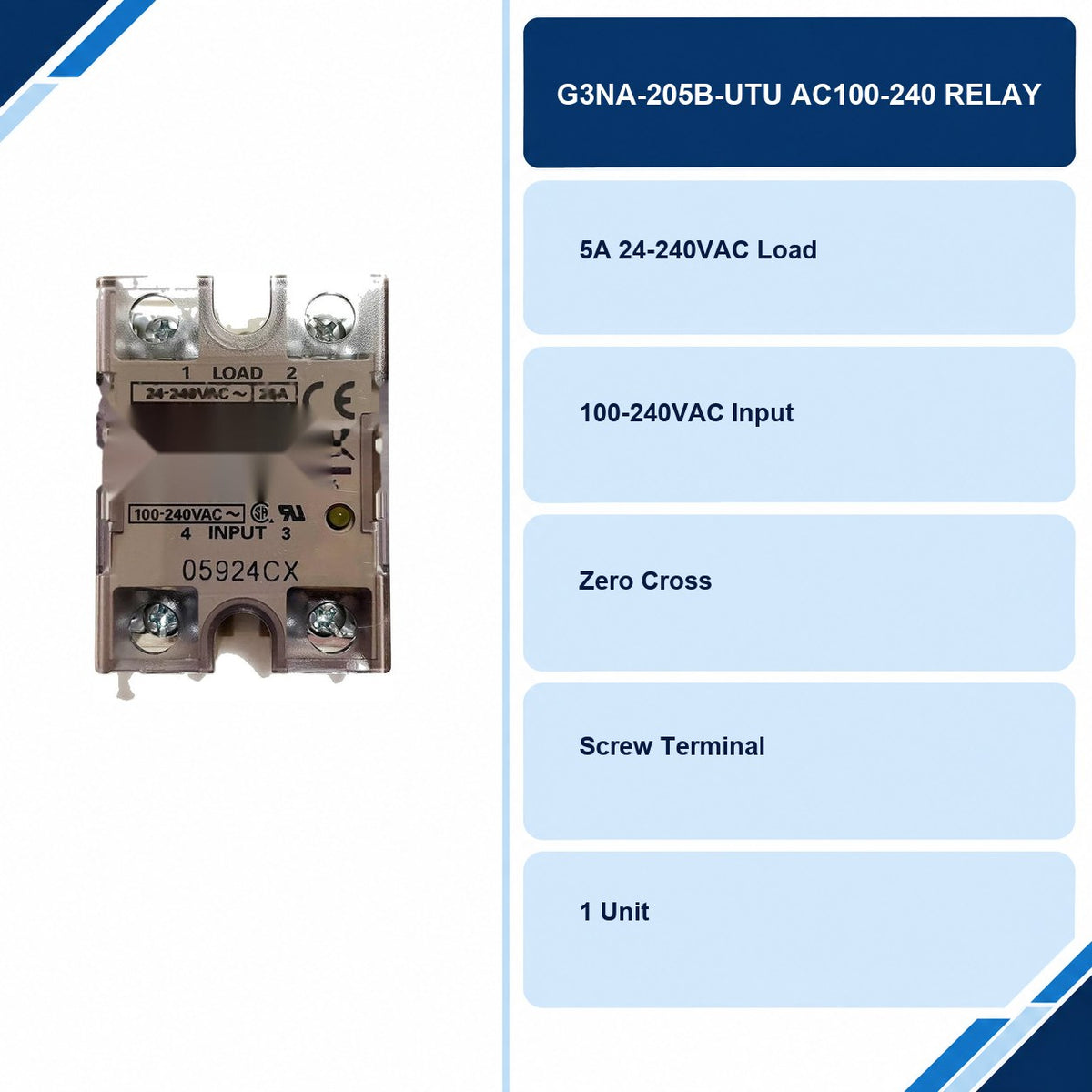G3NA-205B-UTU AC100-240 Relay specifications and delivery information