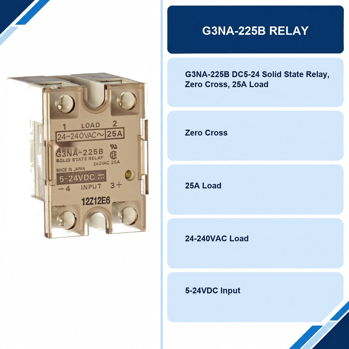 G3NA-225B Relay specifications and delivery information