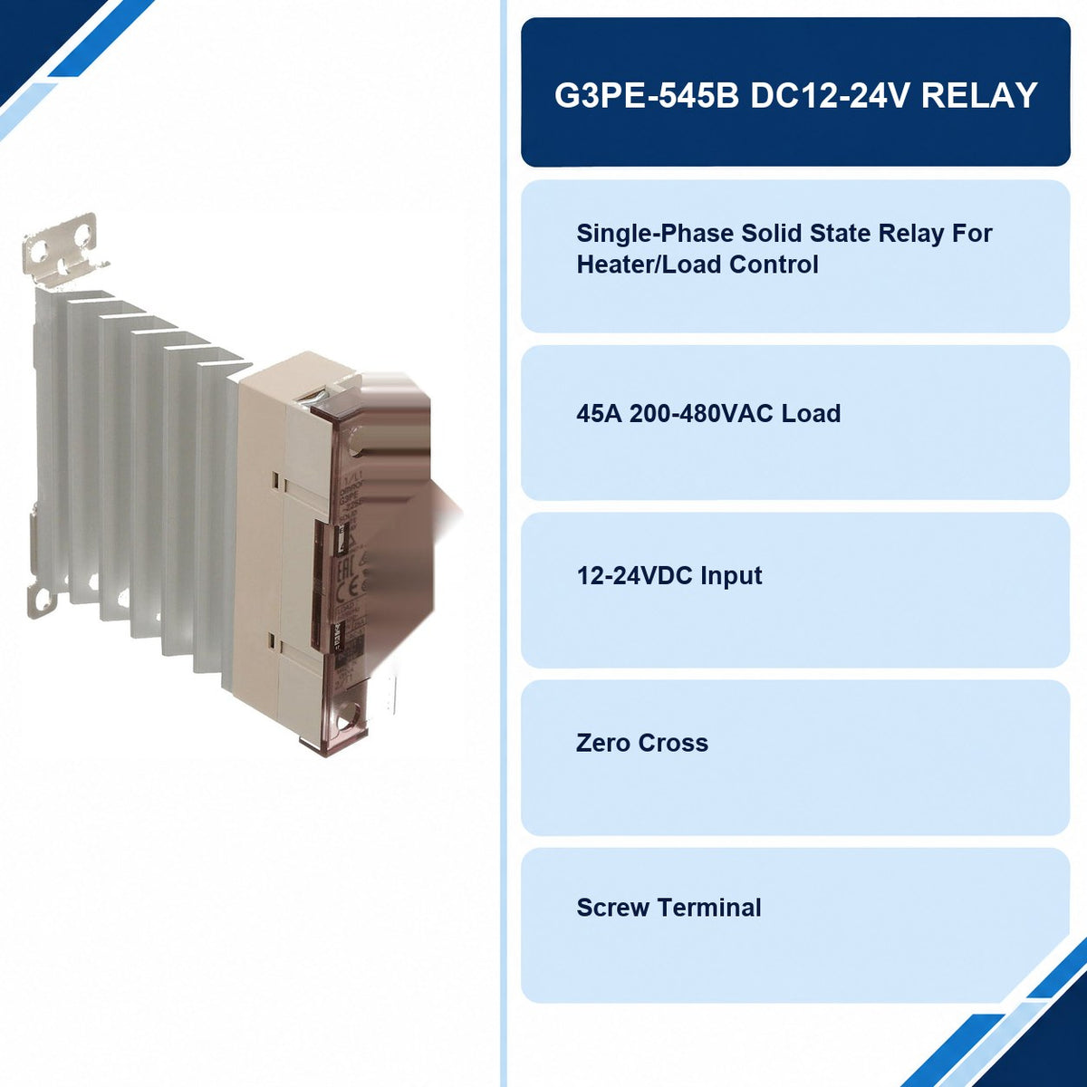 G3PE-545B DC12-24V Relay specifications and delivery information