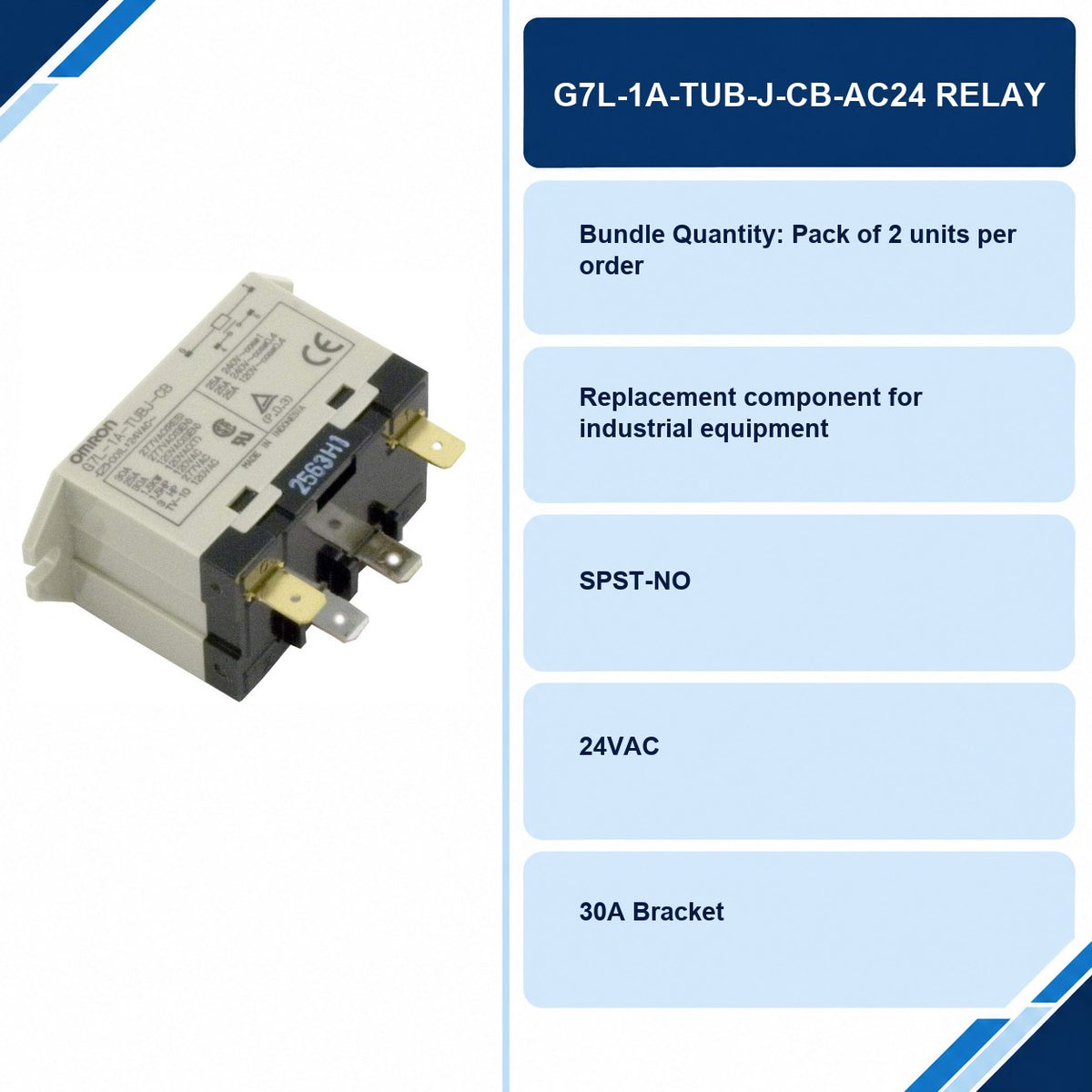 G7L-1A-TUB-J-CB-AC24 Relay specifications and delivery information