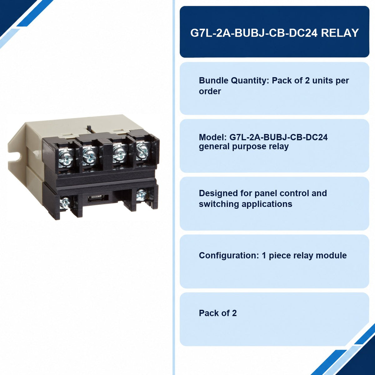 G7L-2A-BUBJ-CB-DC24 Relay specifications and delivery information