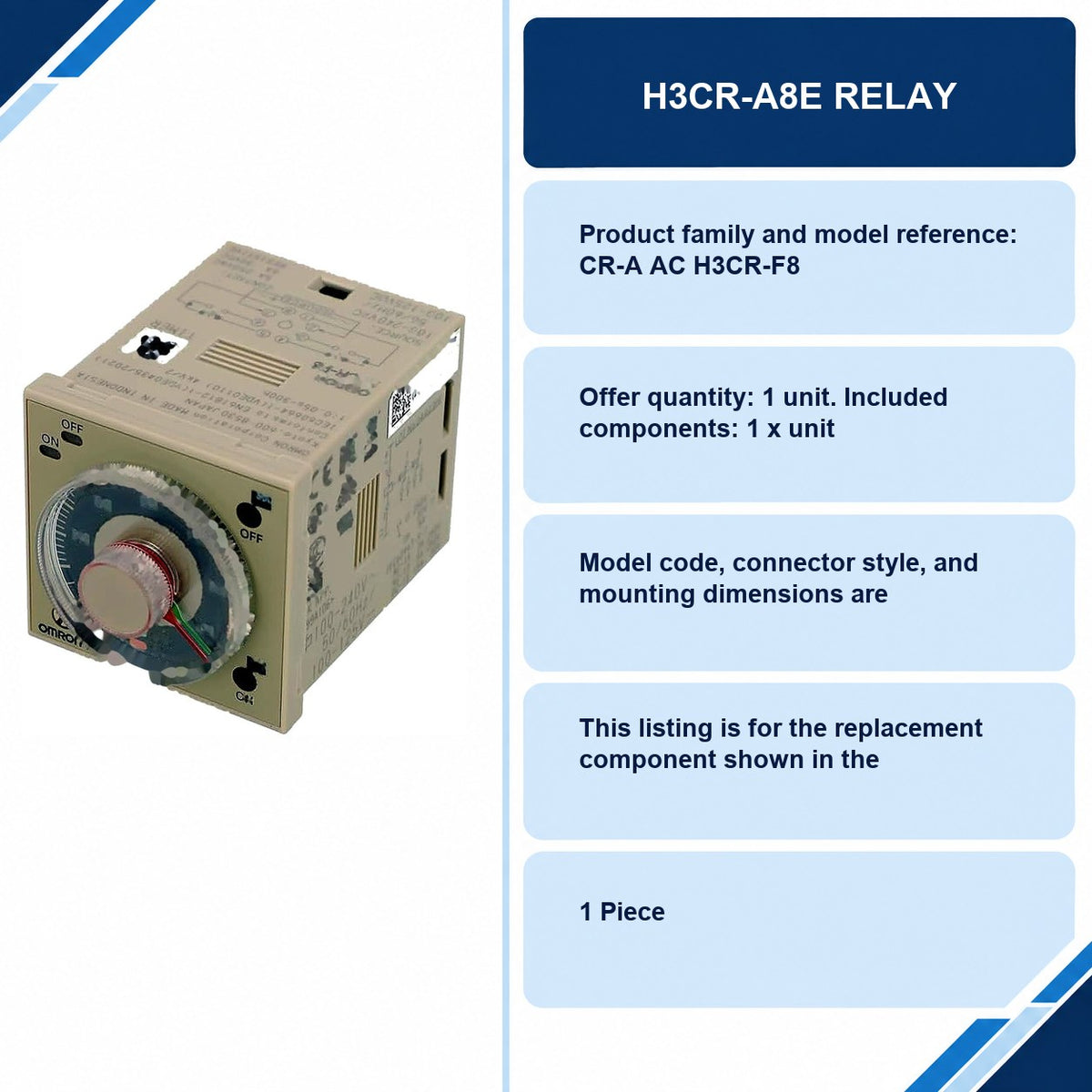 H3CR-A8E Relay specifications and delivery information